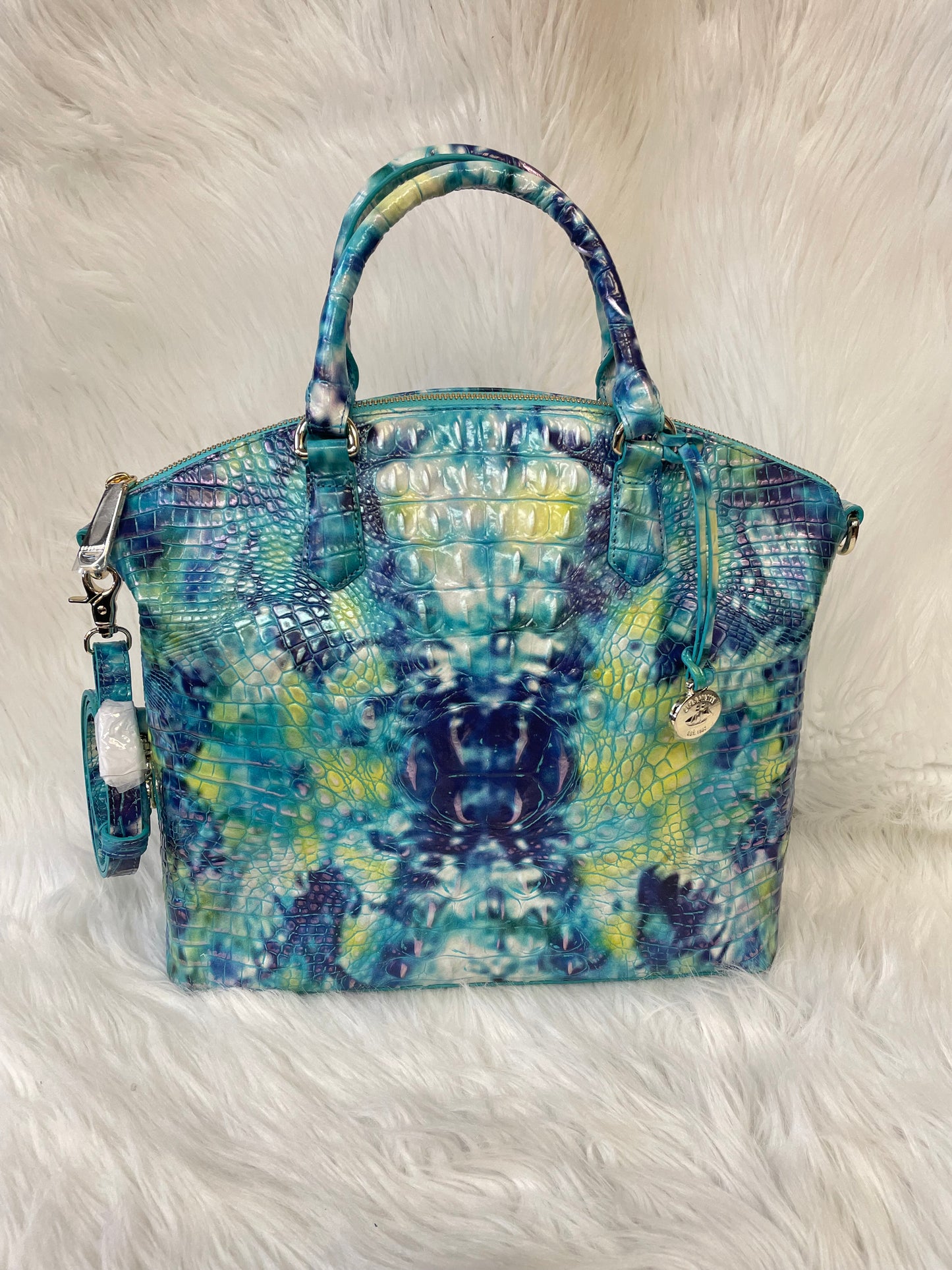 HANDBAG DESIGNER by BRAHMIN In BLUE & GREEN, Size: LARGE