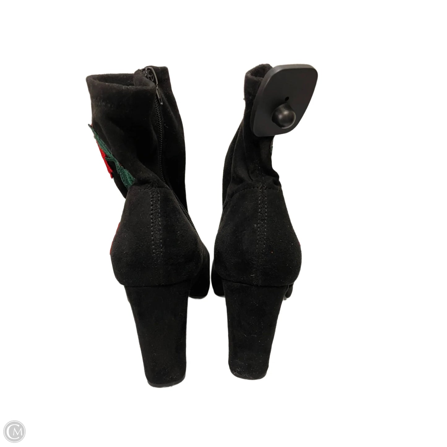 Boots Ankle Heels By Bamboo In Black & Red, Size: 9