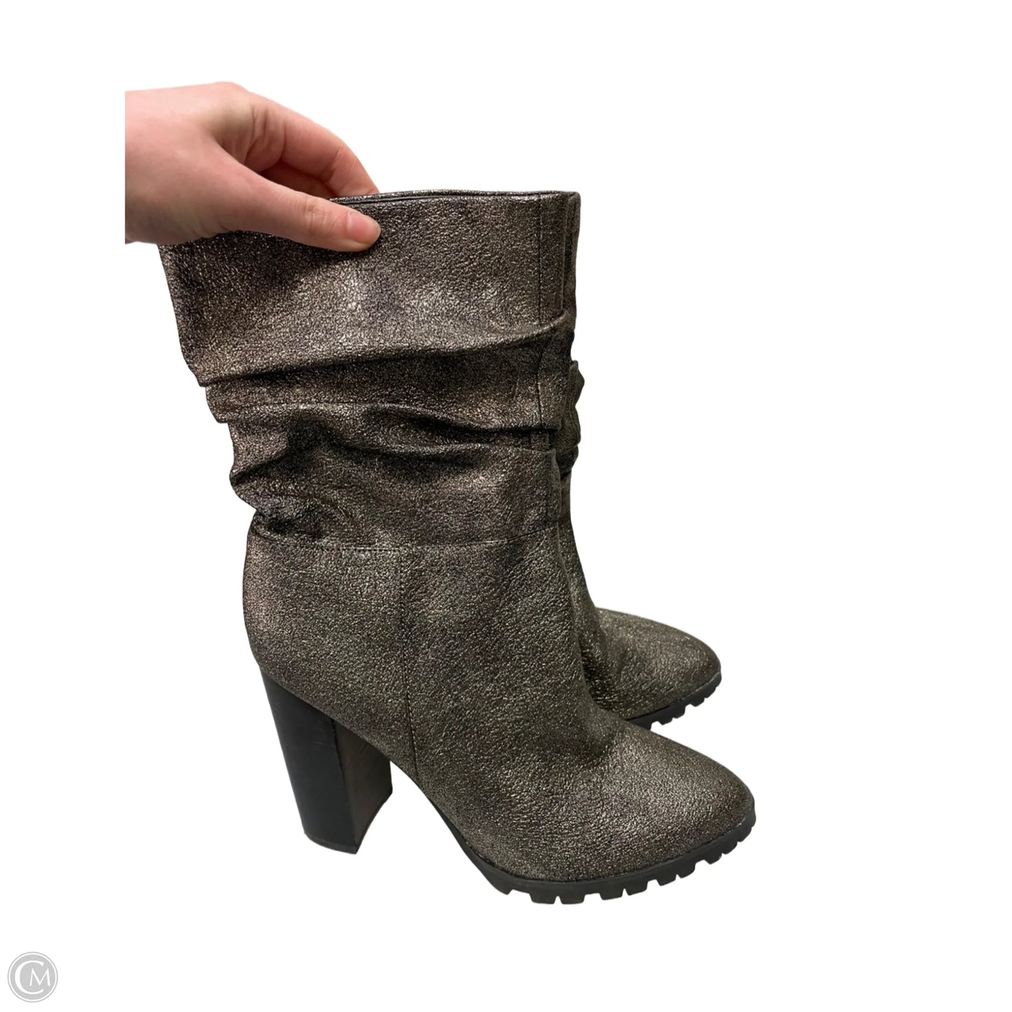 Boots Ankle Heels By Clothes Mentor In Gold, Size: 8.5