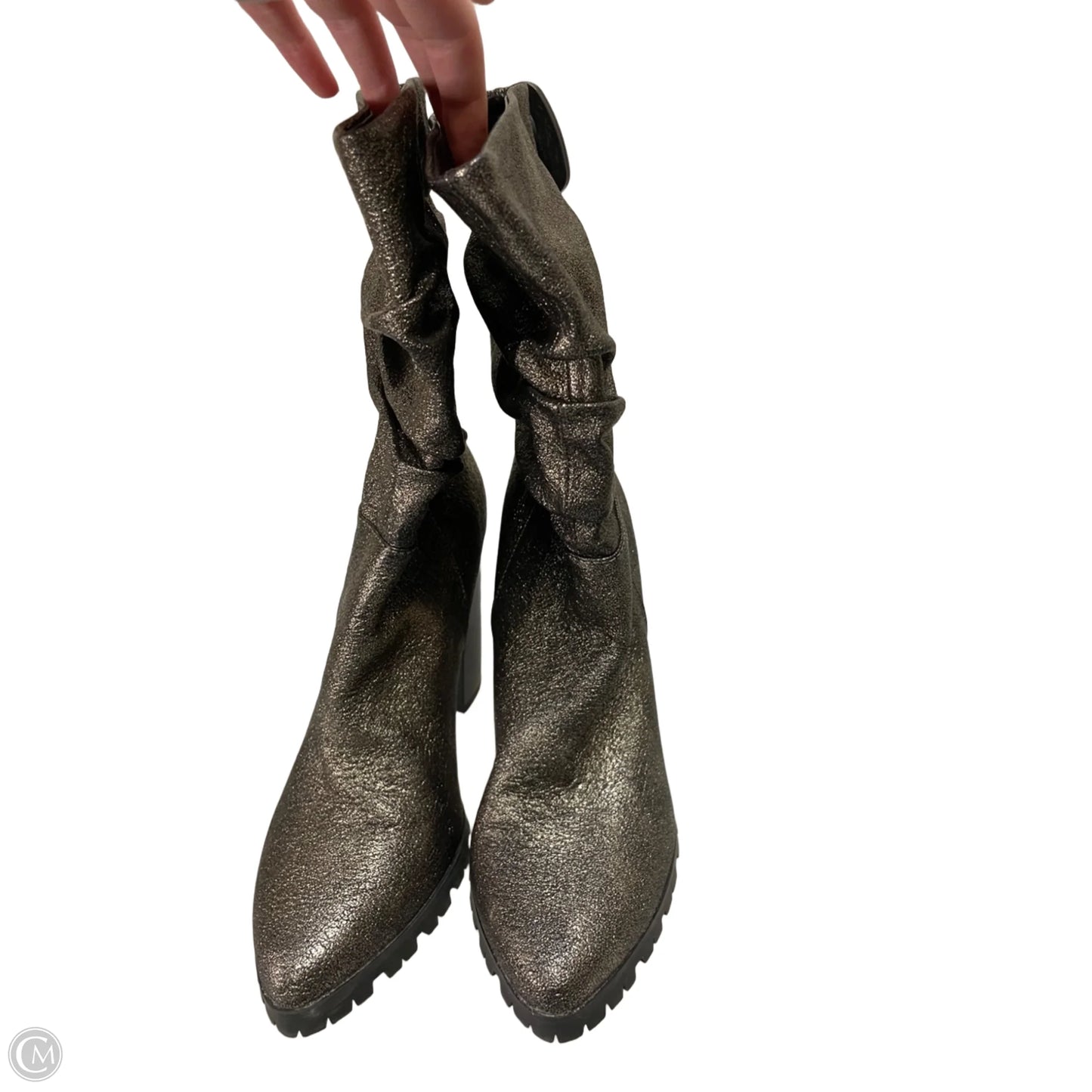 Boots Ankle Heels By Clothes Mentor In Gold, Size: 8.5