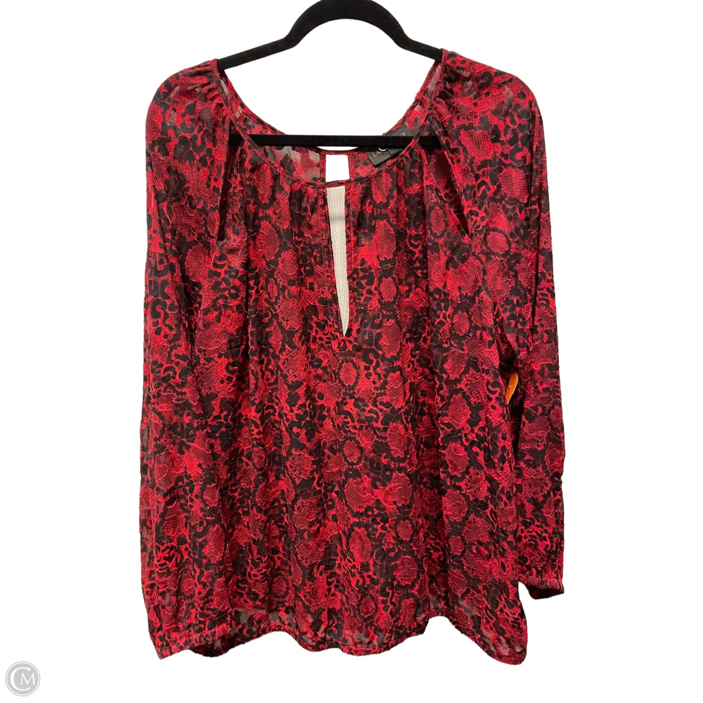 Top Long Sleeve By Lane Bryant In Black & Red, Size: 2x