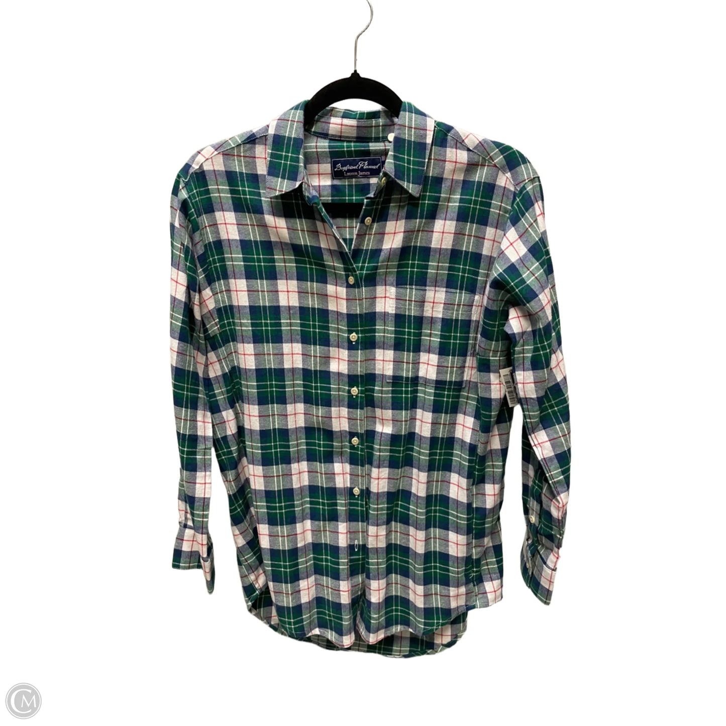 Top Long Sleeve By Lauren James In Plaid Pattern, Size: S