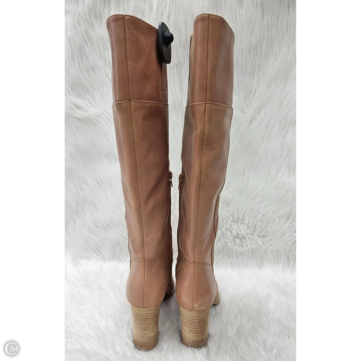 Boots Knee Heels By Crown Vintage In Tan, Size: 10