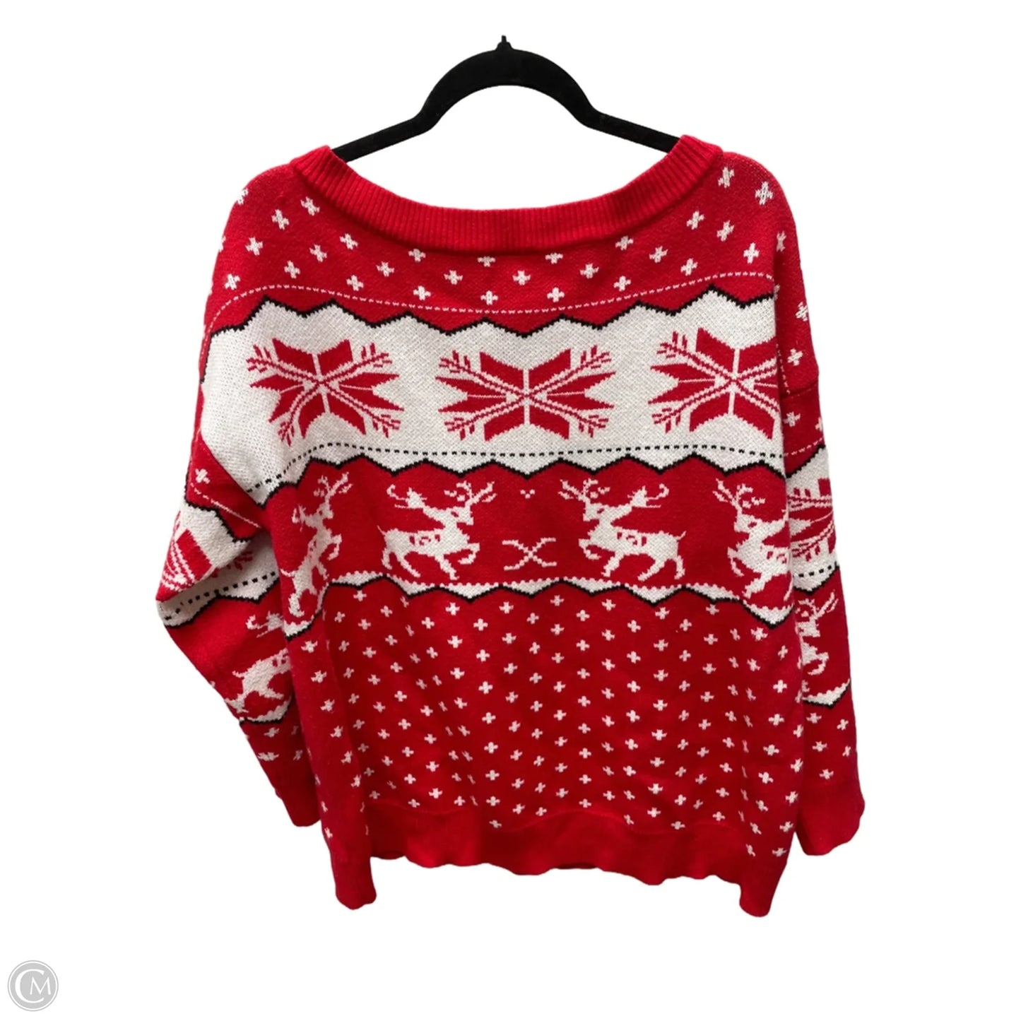 Sweater By Cme In Red & White, Size: Xl