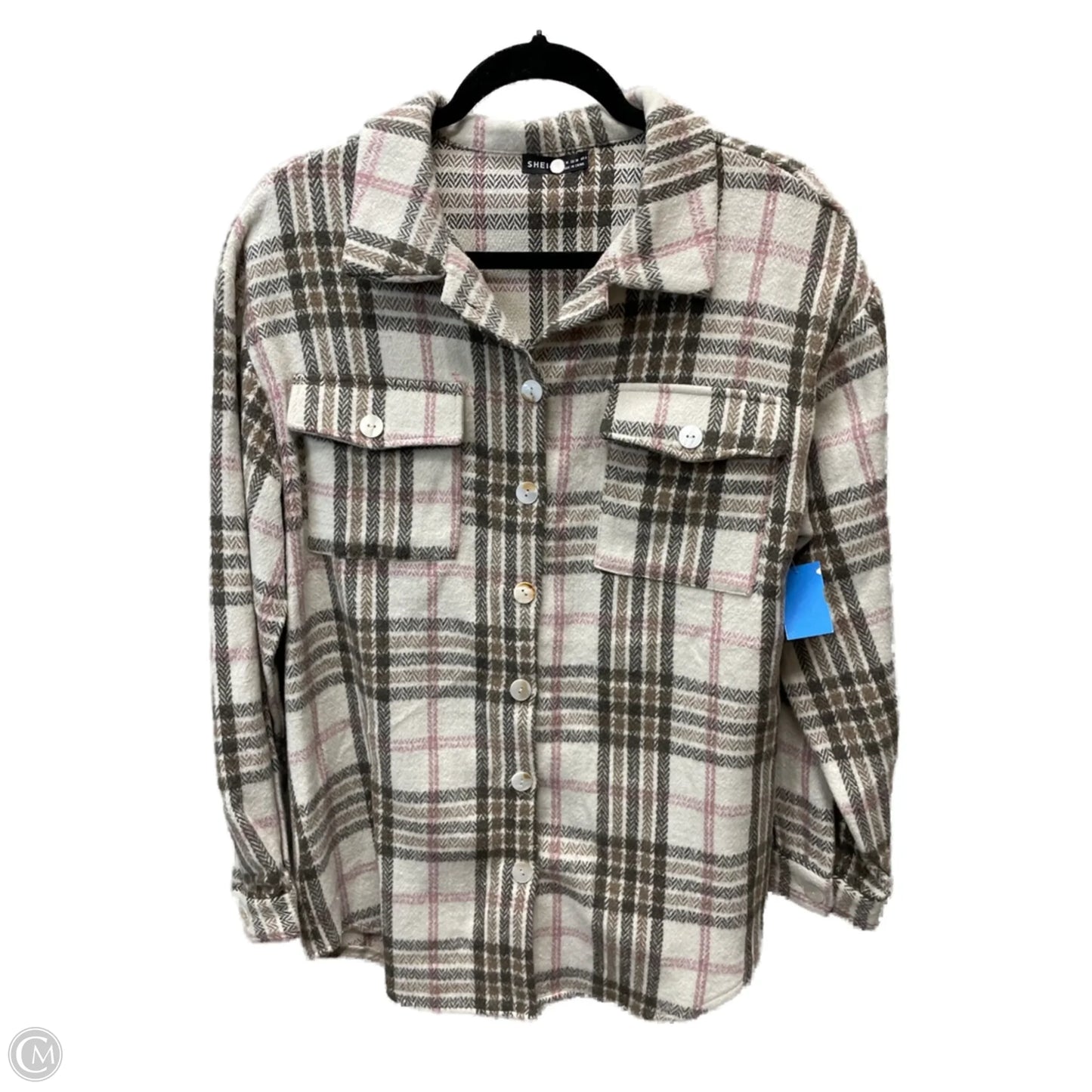 Jacket Shirt By Shein In Plaid Pattern, Size: M