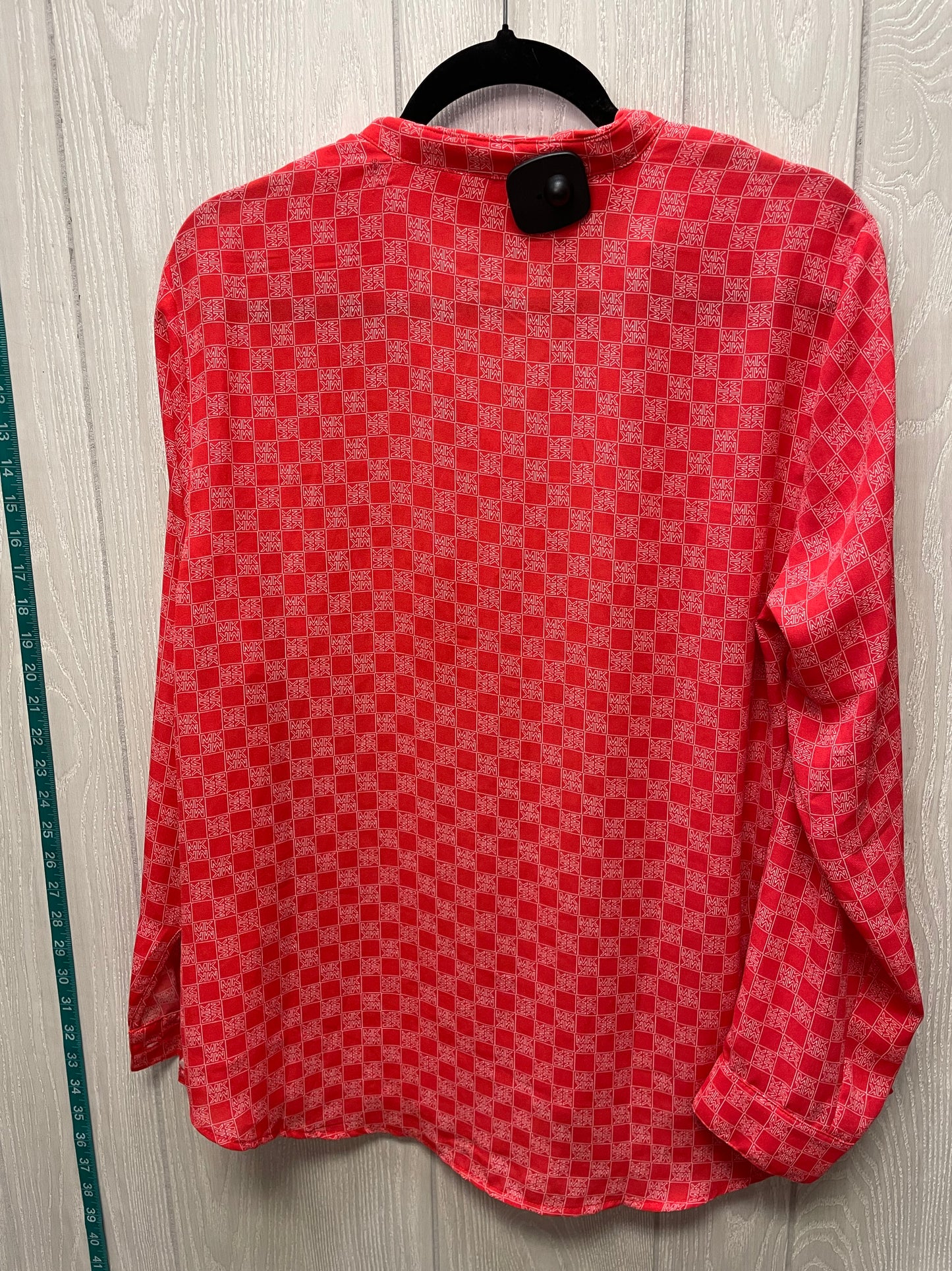 Blouse Long Sleeve By Michael By Michael Kors In Pink & White, Size: L