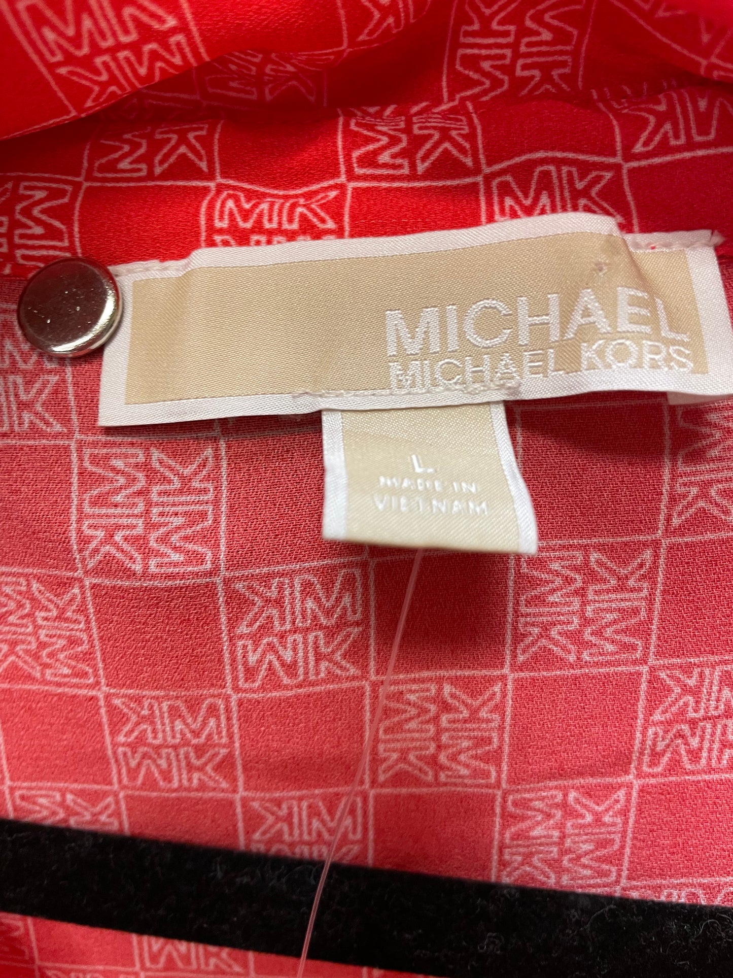Blouse Long Sleeve By Michael By Michael Kors In Pink & White, Size: L