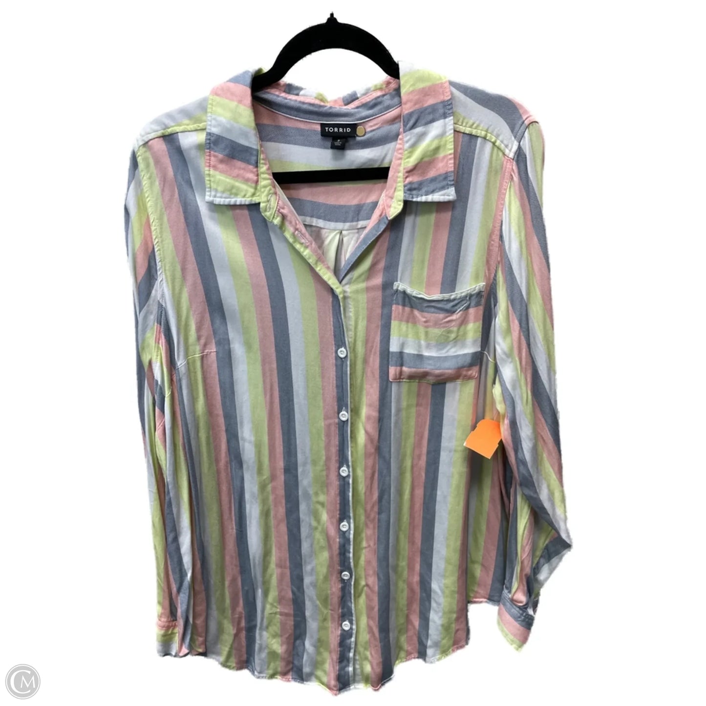 Top Long Sleeve By Torrid In Striped Pattern, Size: 2x