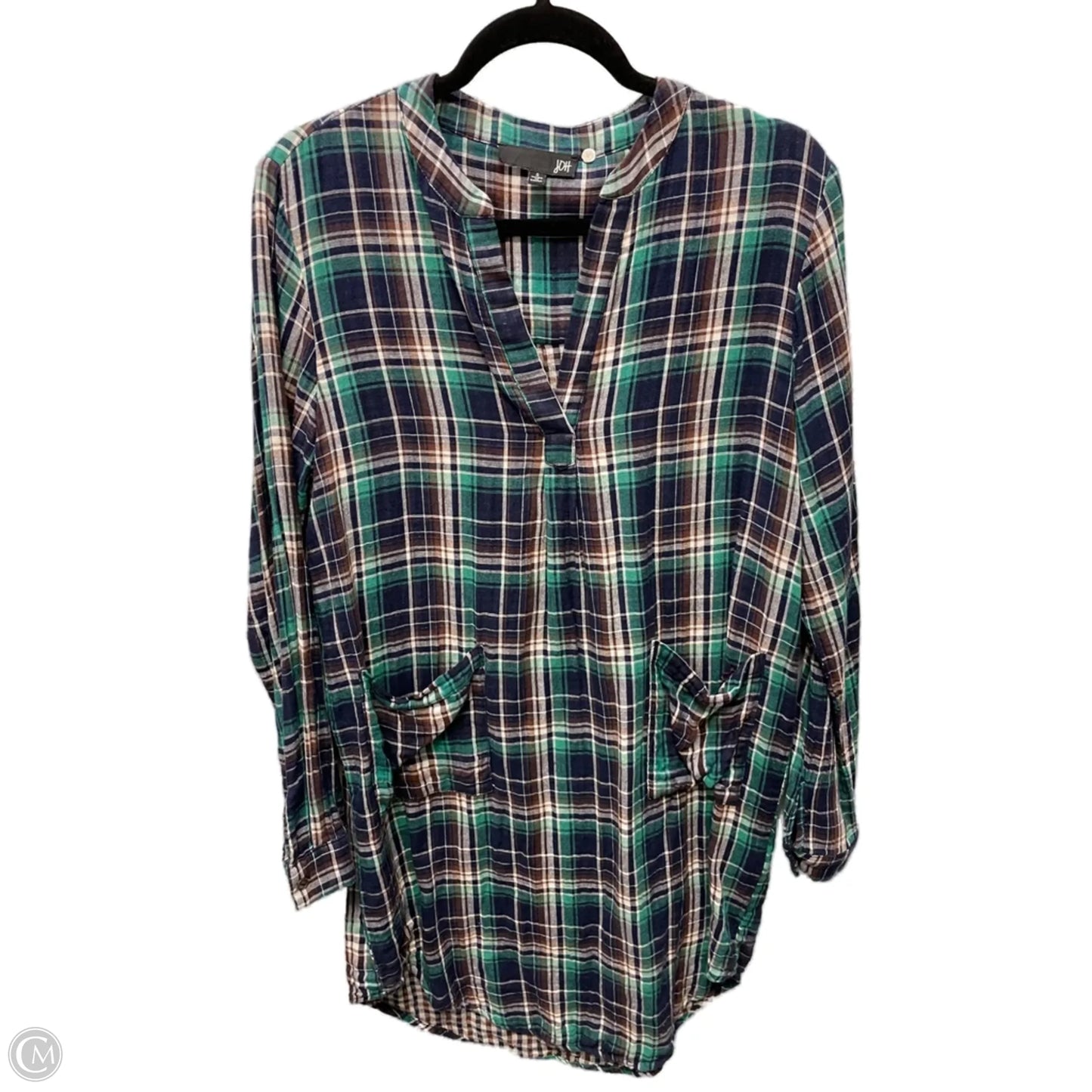 Top Long Sleeve By Clothes Mentor In Plaid Pattern, Size: S