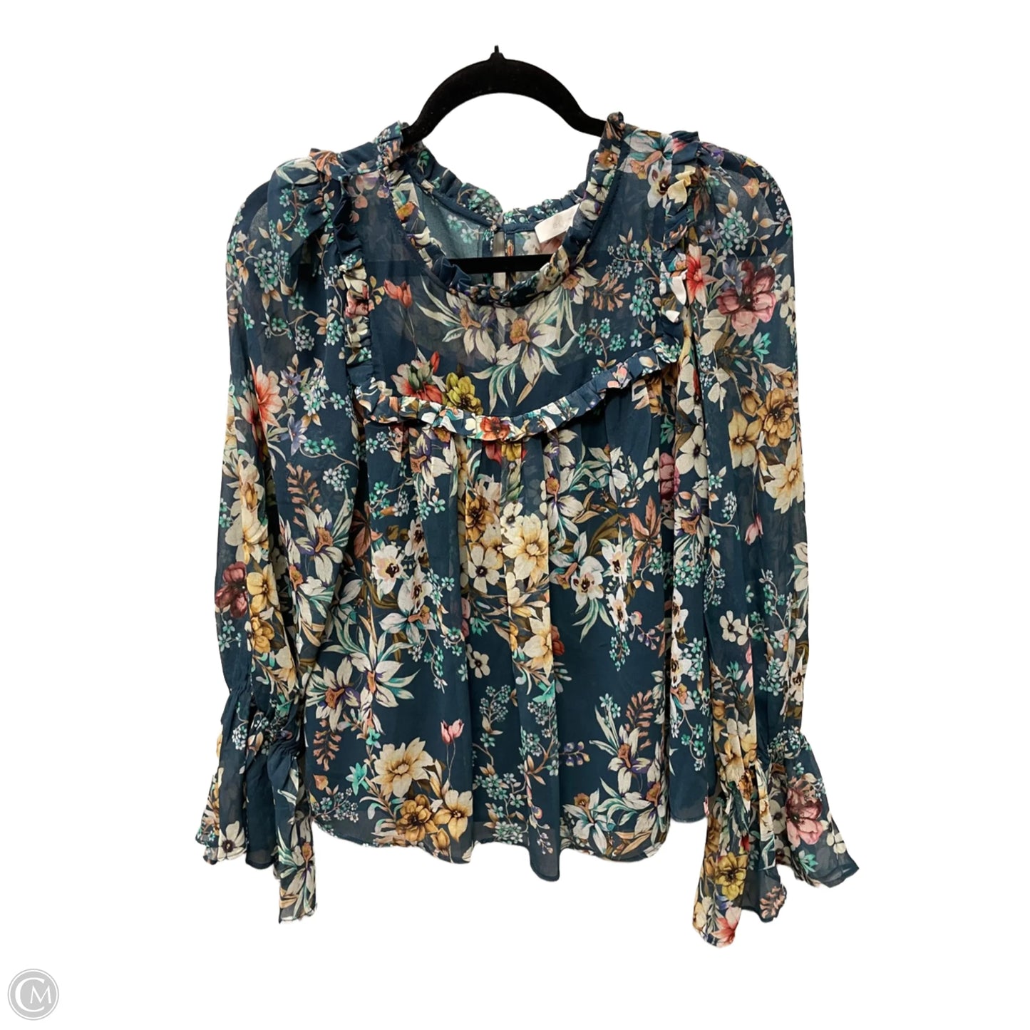Blouse Long Sleeve By Eri + Ali In Floral Print, Size: M