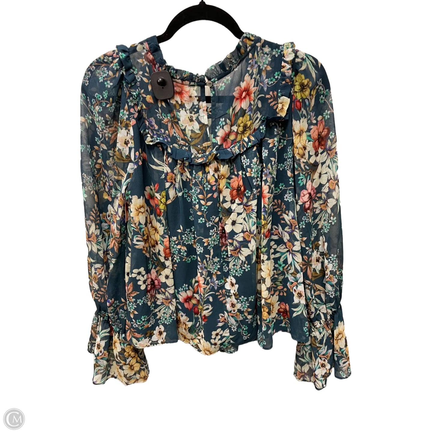 Blouse Long Sleeve By Eri + Ali In Floral Print, Size: M