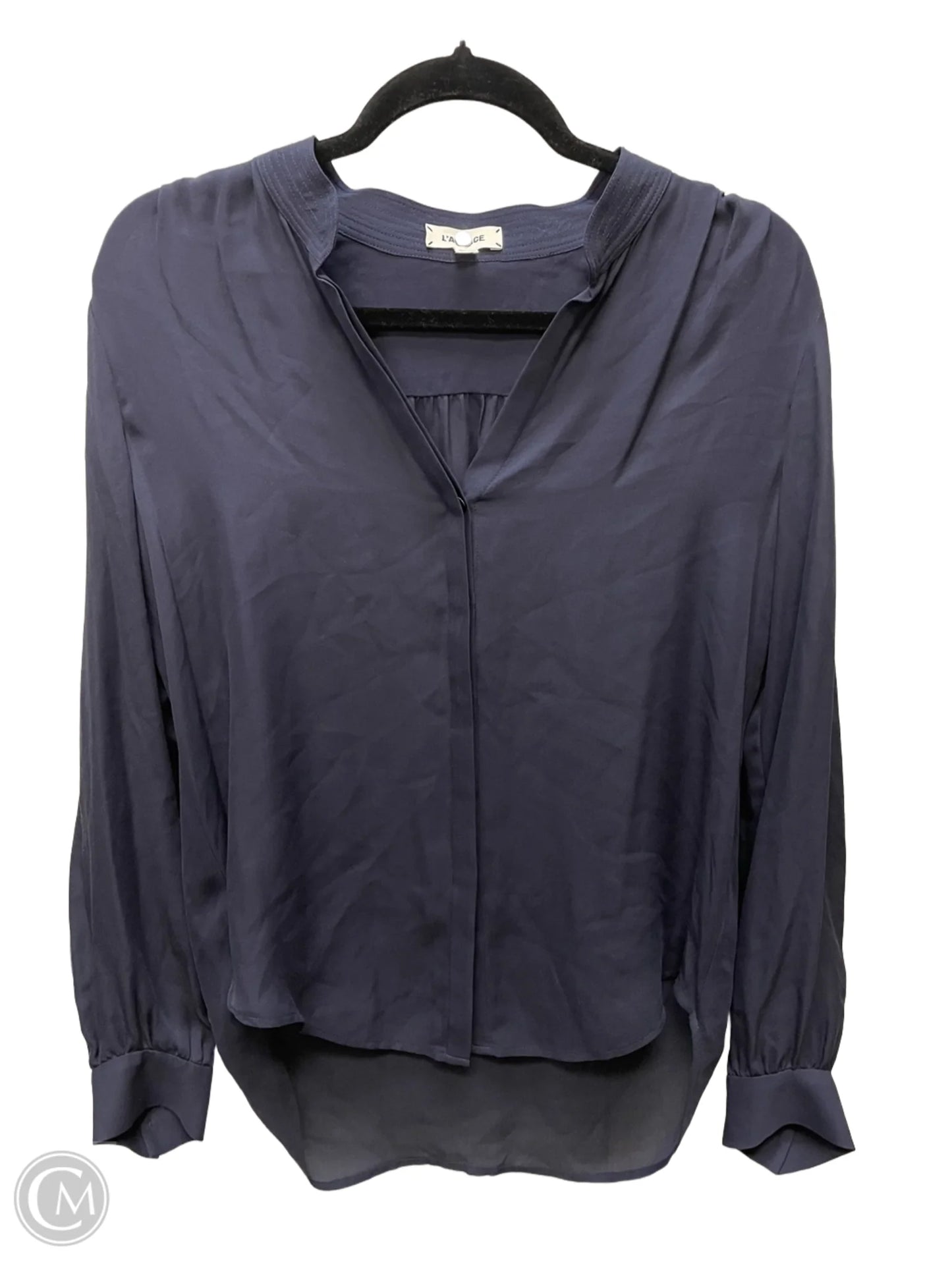Blouse Long Sleeve By L Agence In Navy, Size: S