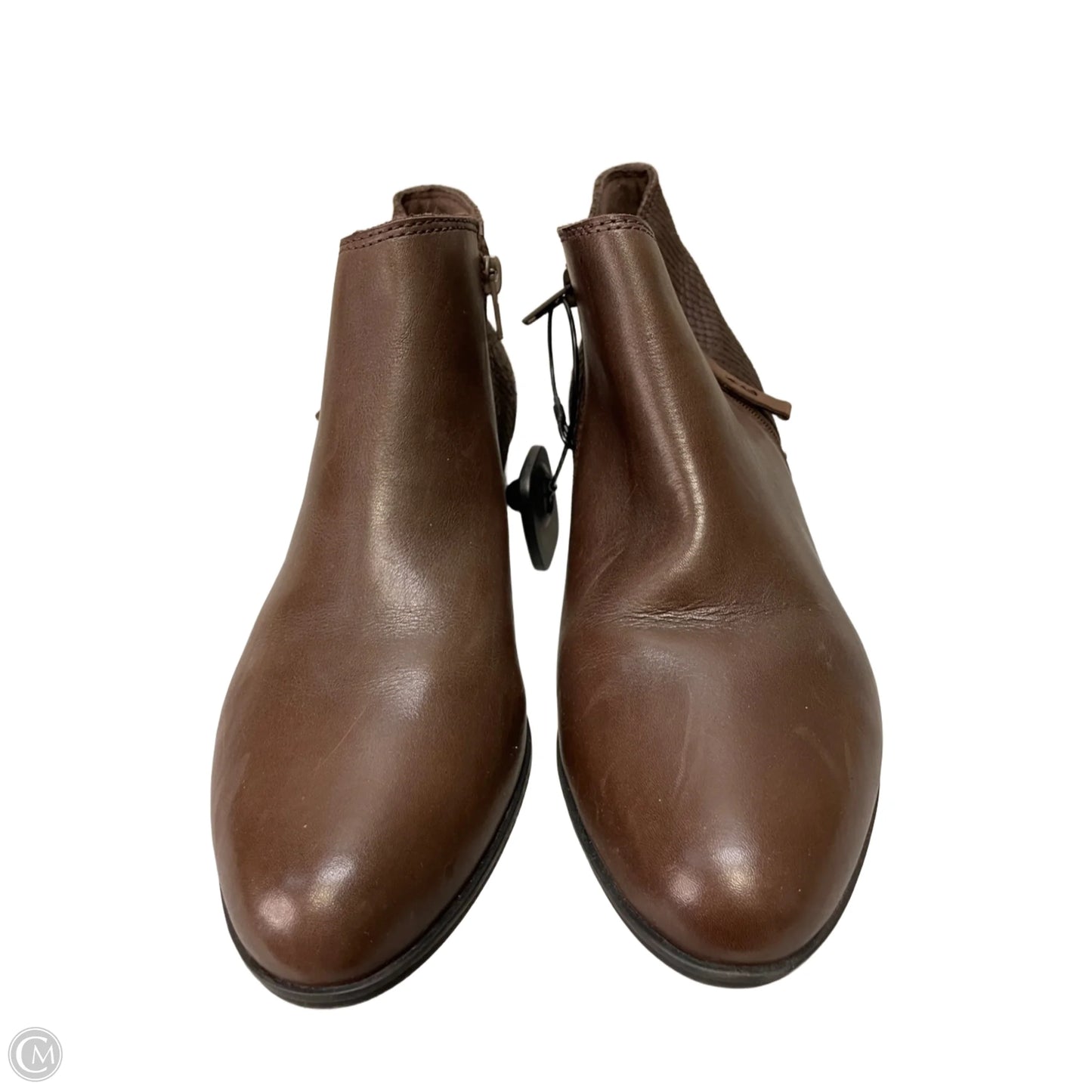 Boots Ankle Heels By Clarks In Brown, Size: 10