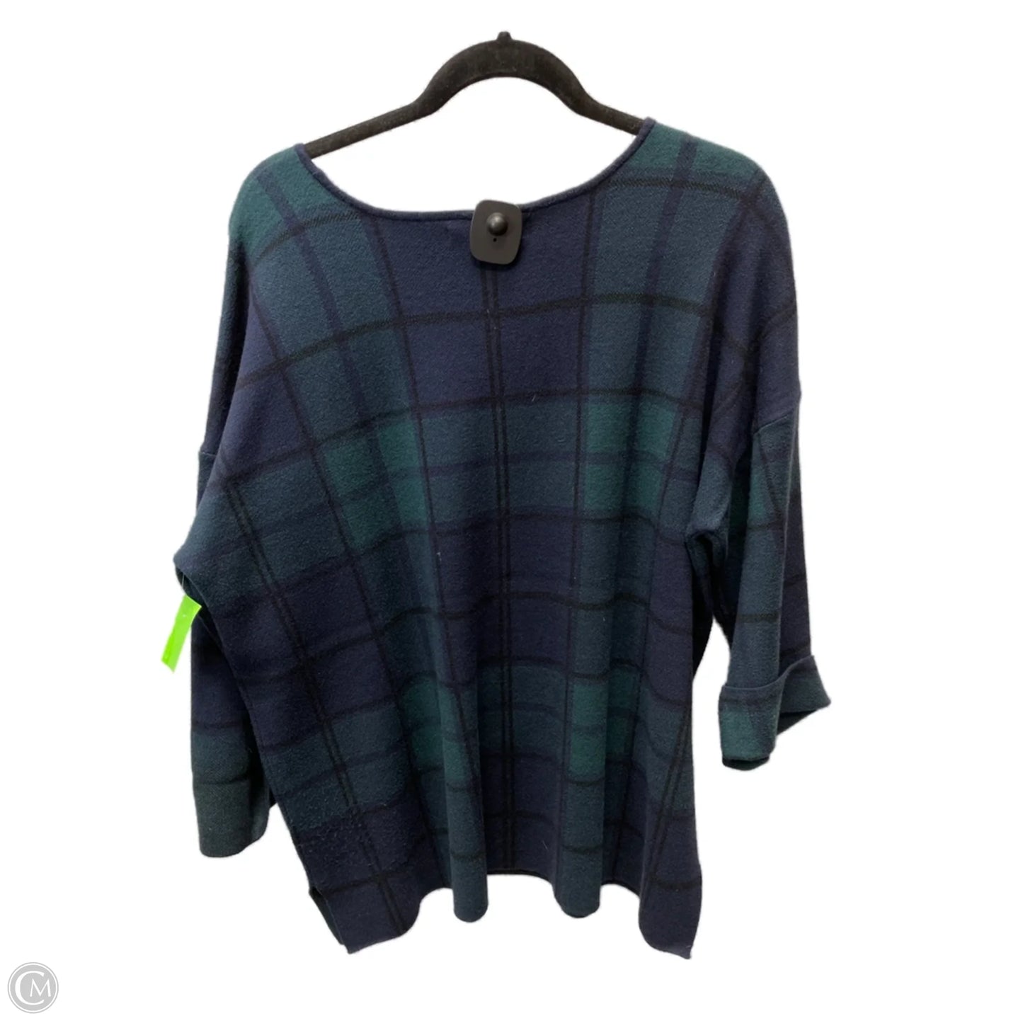 Sweater By Tahari By Arthur Levine In Blue & Green, Size: 2x