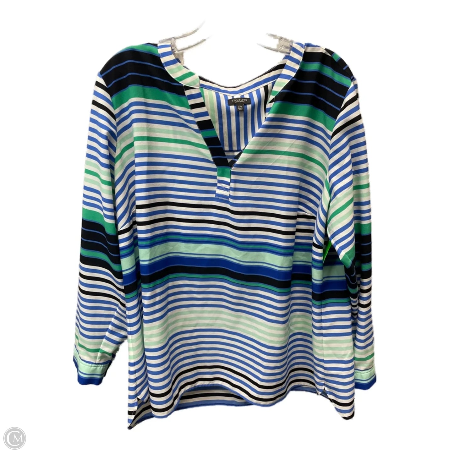 Top Long Sleeve By Talbots In Striped Pattern, Size: 2x