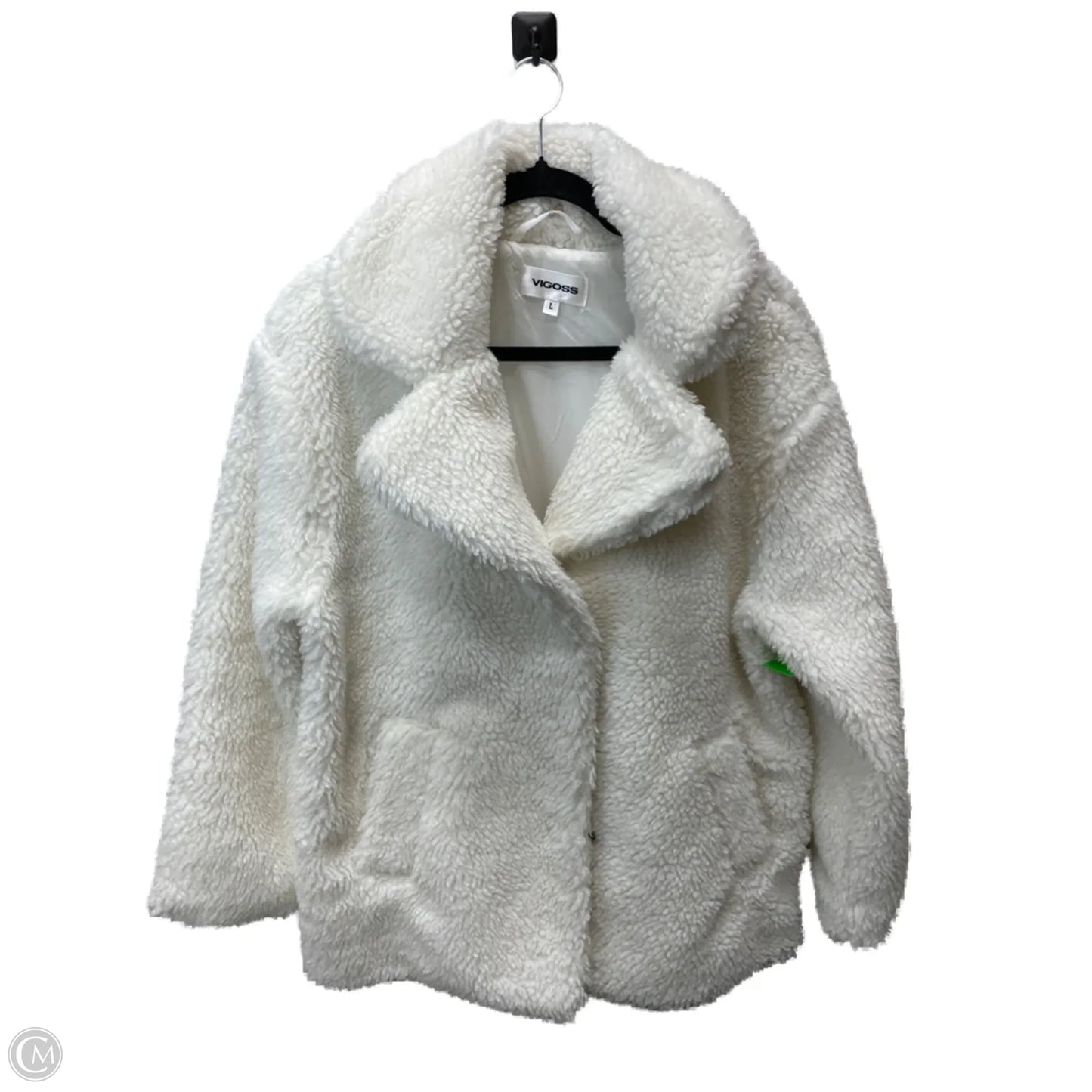 Coat Faux Fur & Sherpa By Vigoss In Cream, Size: L