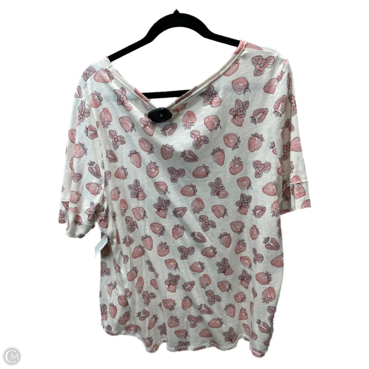 Top Short Sleeve By Cato In Cream & Pink, Size: Xl