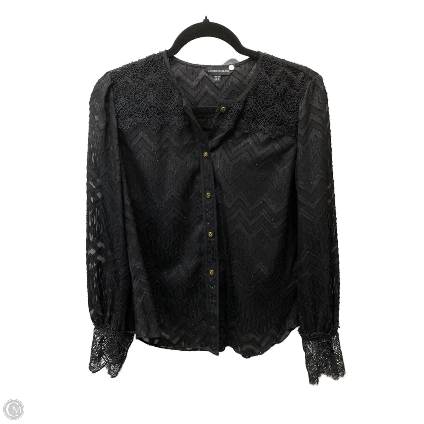 Blouse Long Sleeve By catherine deana In Black, Size: S