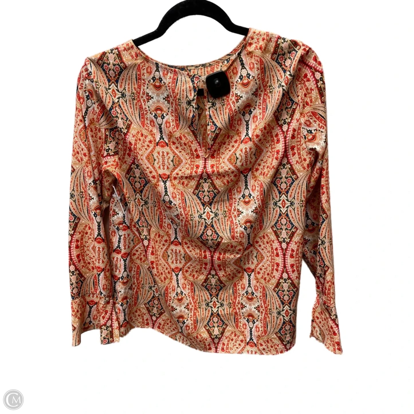 Blouse Long Sleeve By Dalia In Orange & Red, Size: S