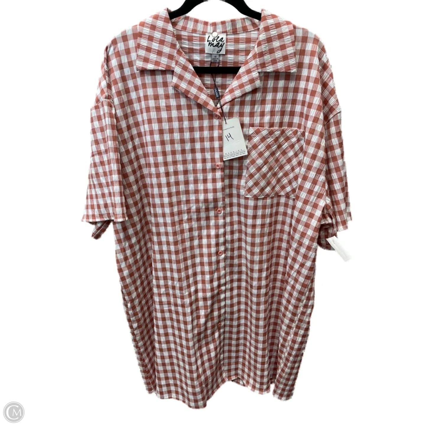 Tunic Short Sleeve By LOLA MAY In Checkered Pattern, Size: 1x