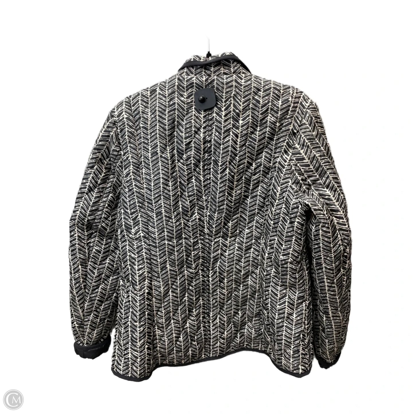 Jacket Puffer & Quilted By Lands End In Black & Cream, Size: L