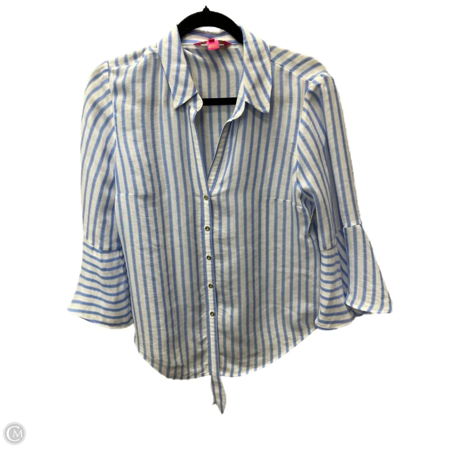 Blouse Designer By Lilly Pulitzer In Blue & White, Size: M