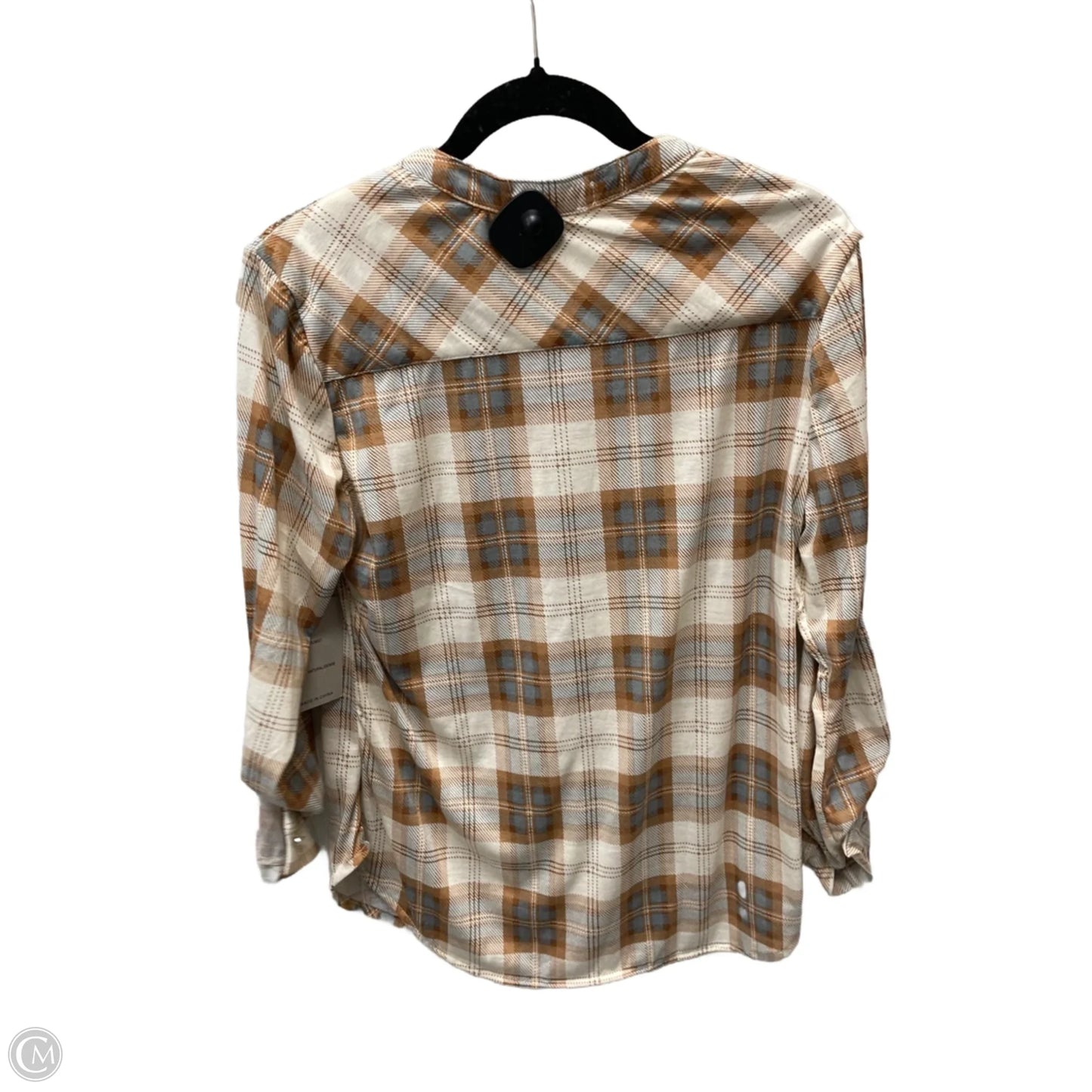 Top Long Sleeve By LOVE POTION In Plaid Pattern, Size: M