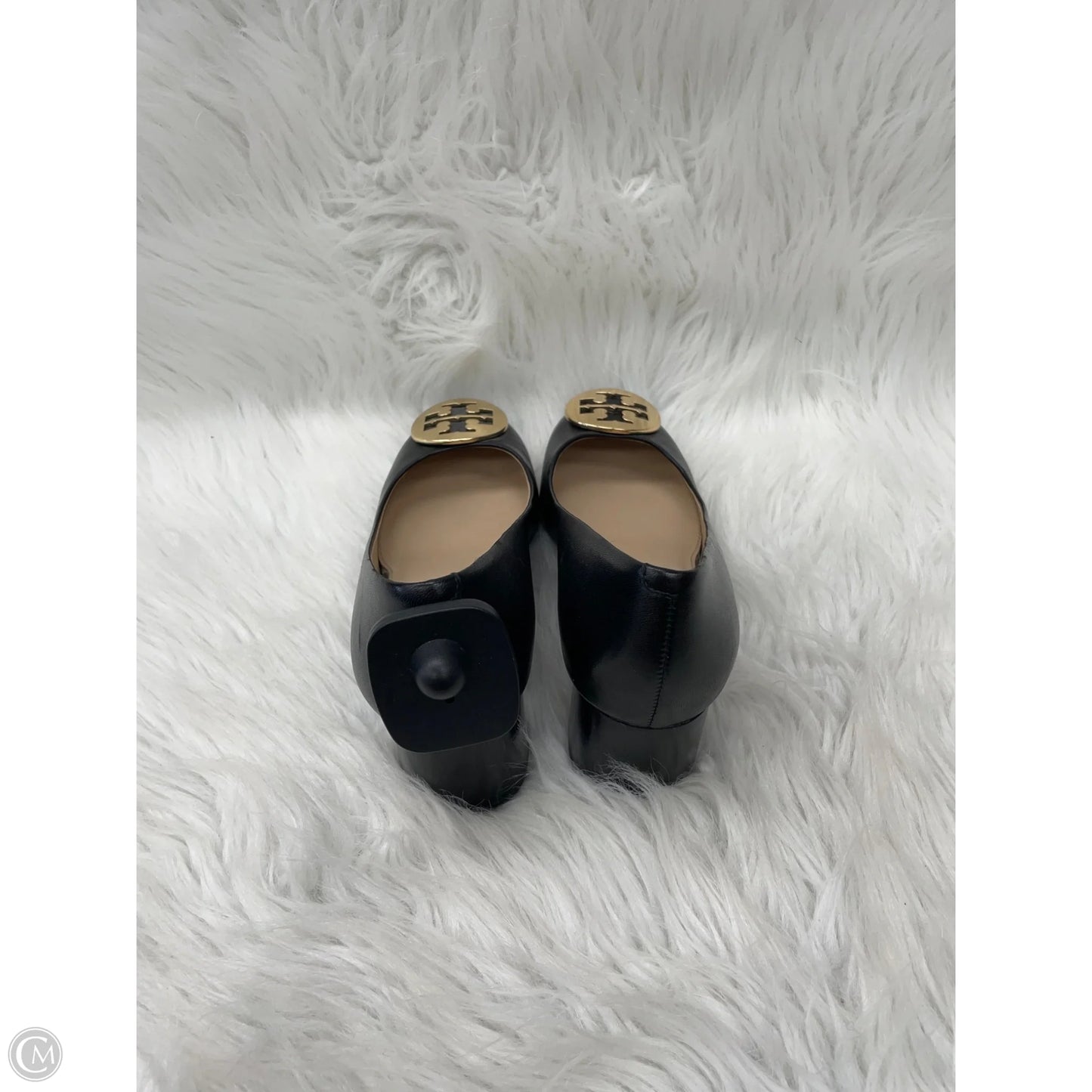 Shoes Designer By Tory Burch In Black & Gold, Size: 6