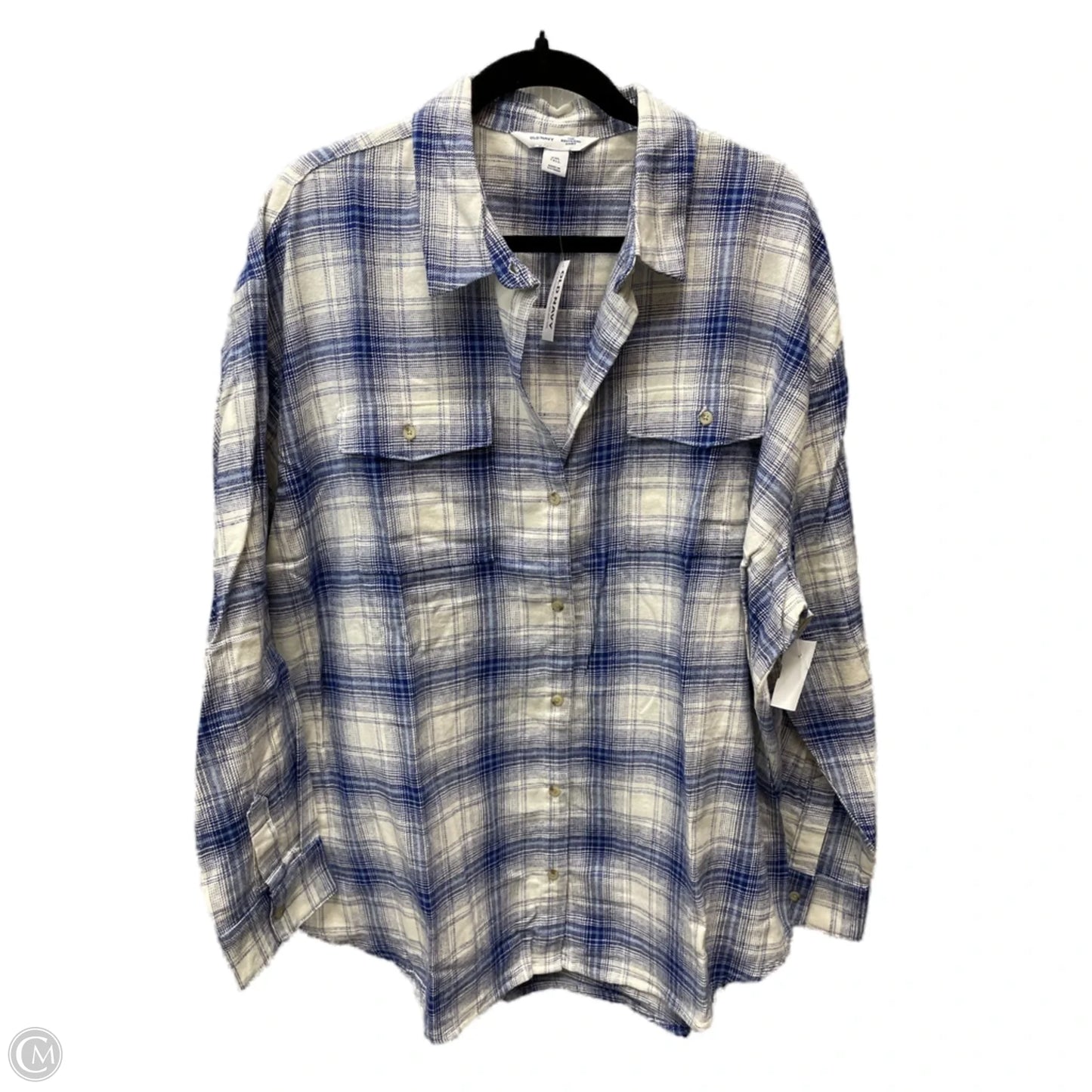Tunic Long Sleeve By Old Navy In Blue & White, Size: 1x