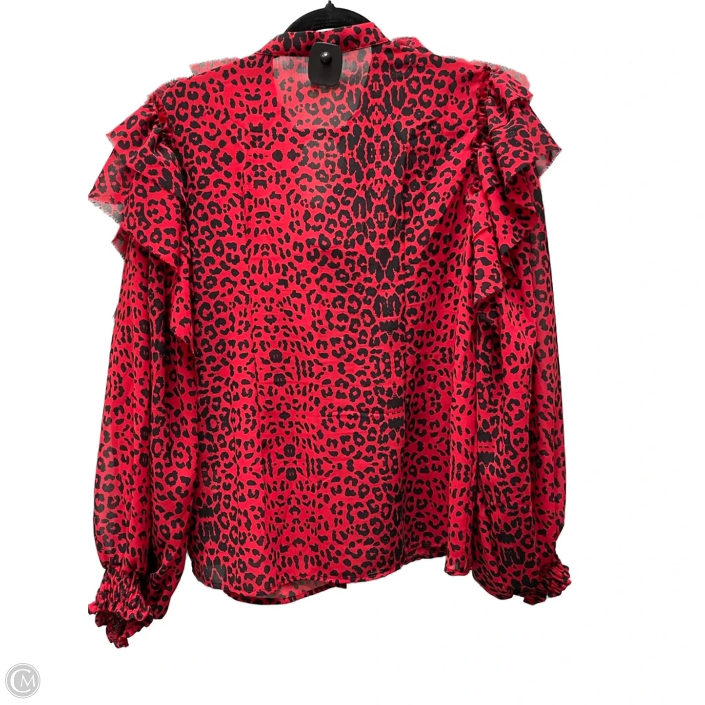 Blouse Long Sleeve By Truth In Black & Red, Size: M