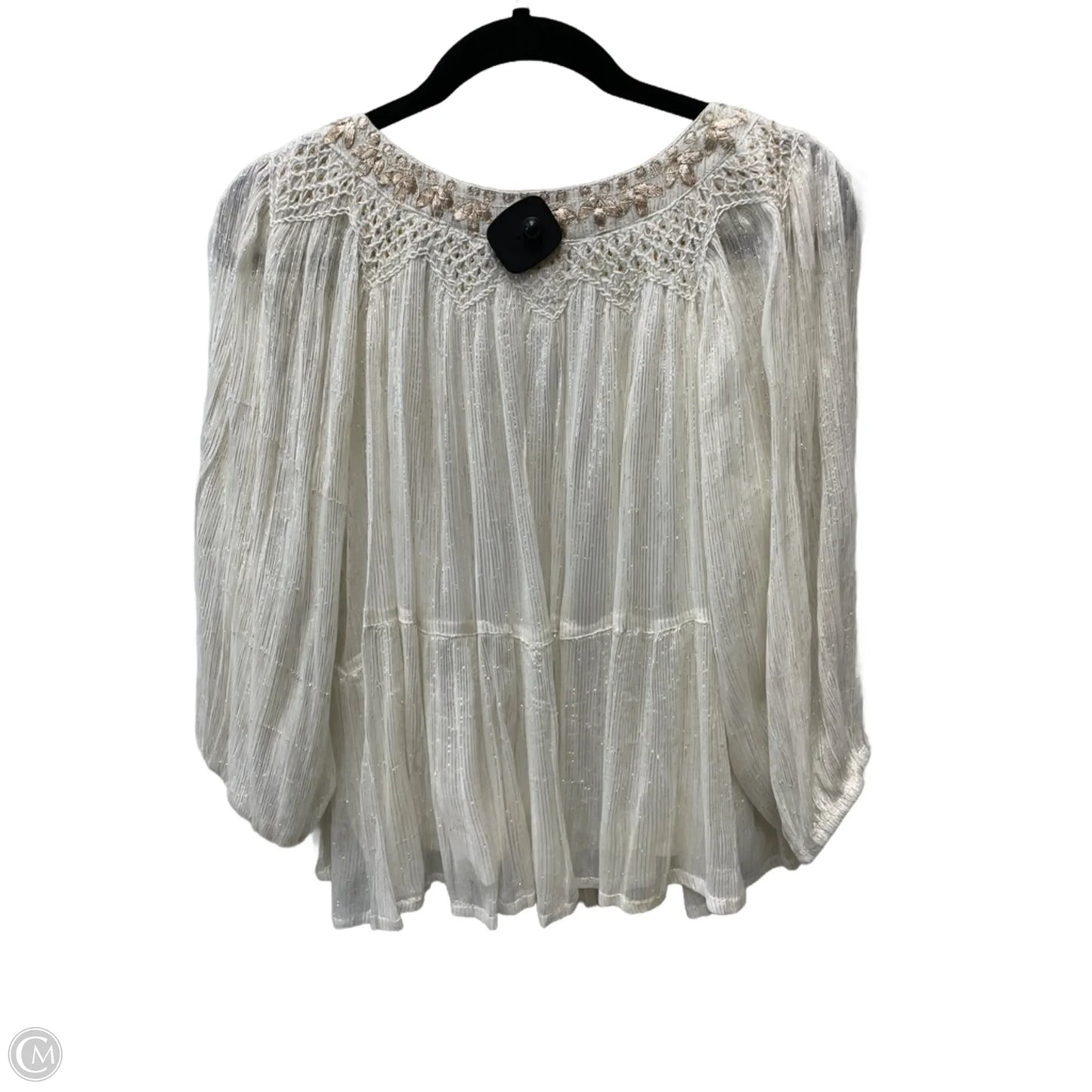 Blouse Long Sleeve By raga In Gold & White, Size: Xs