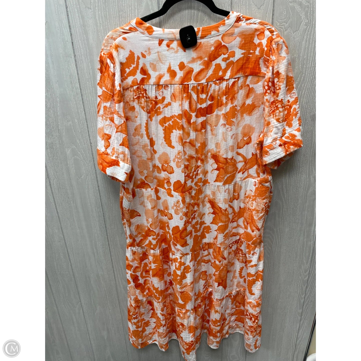 Dress Casual Short By Chicos In Orange & White, Size: L