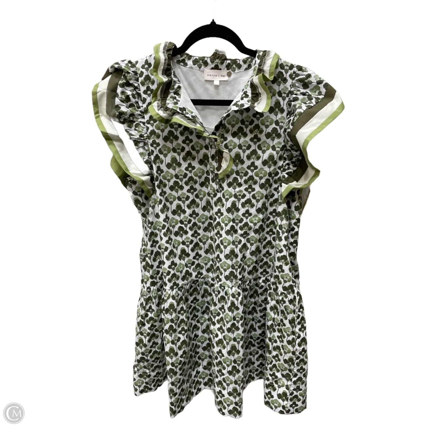 Dress Casual Short By Entro In Green & White, Size: L