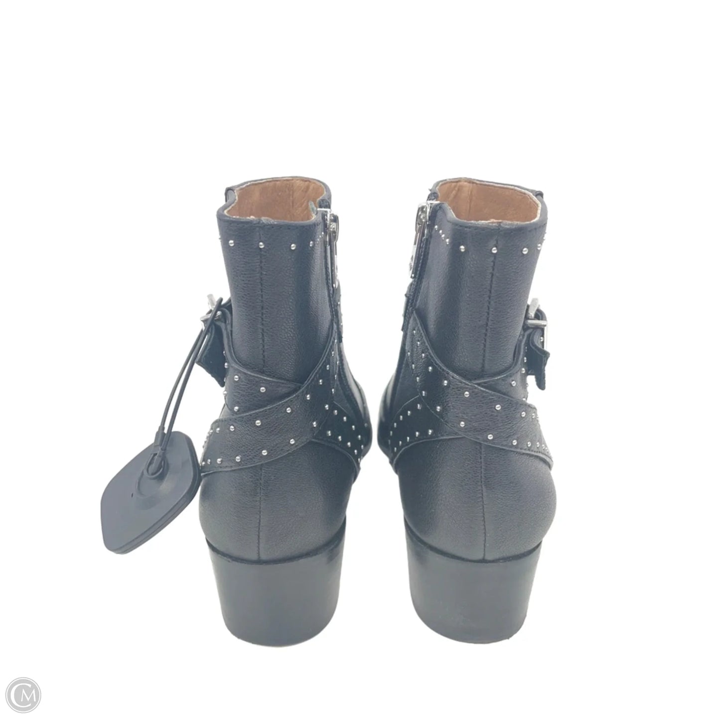 Boots Ankle Heels By Antonio Melani In Black & Silver, Size: 7