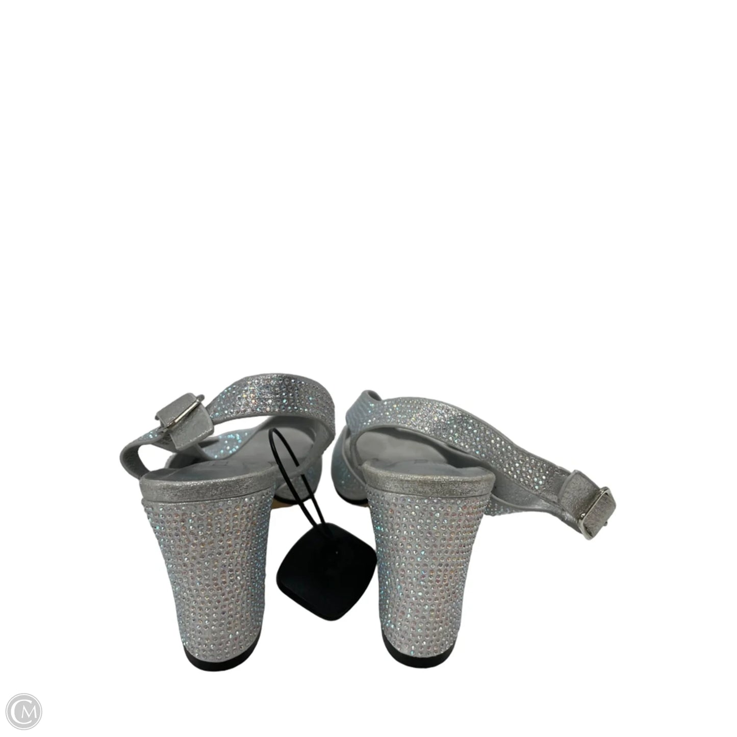 Sandals Heels Block By Clothes Mentor In Silver, Size: 7