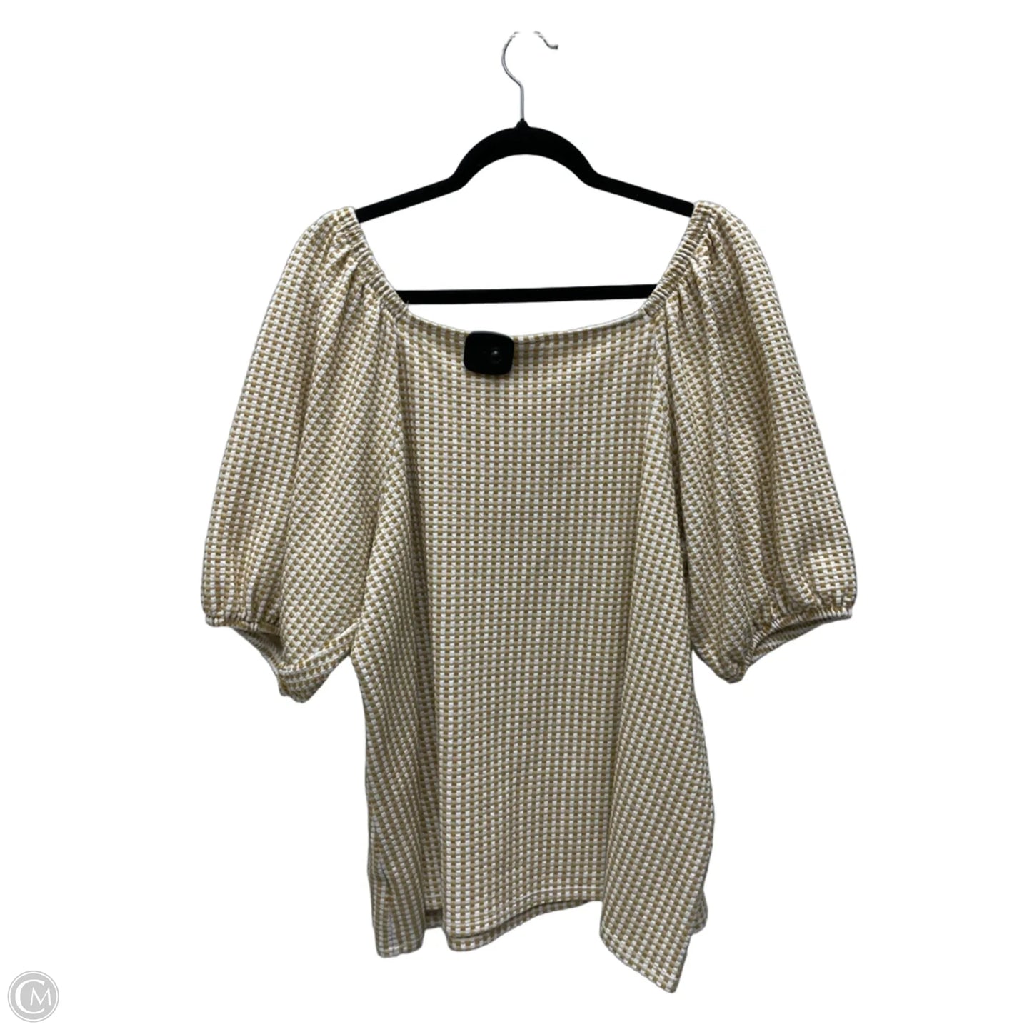 Top Short Sleeve By Ava & Viv In Cream & Yellow, Size: 2x