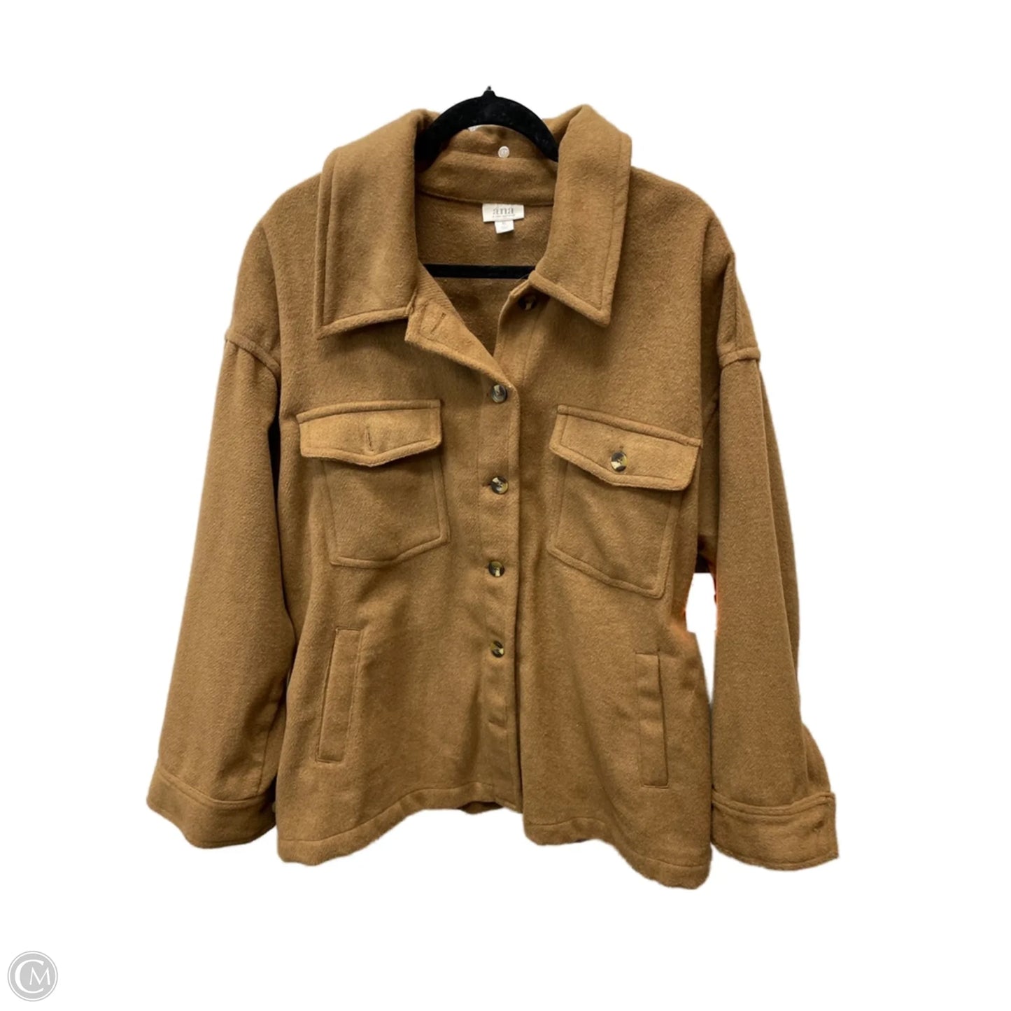 Jacket Shirt By Ana In Brown, Size: Xl