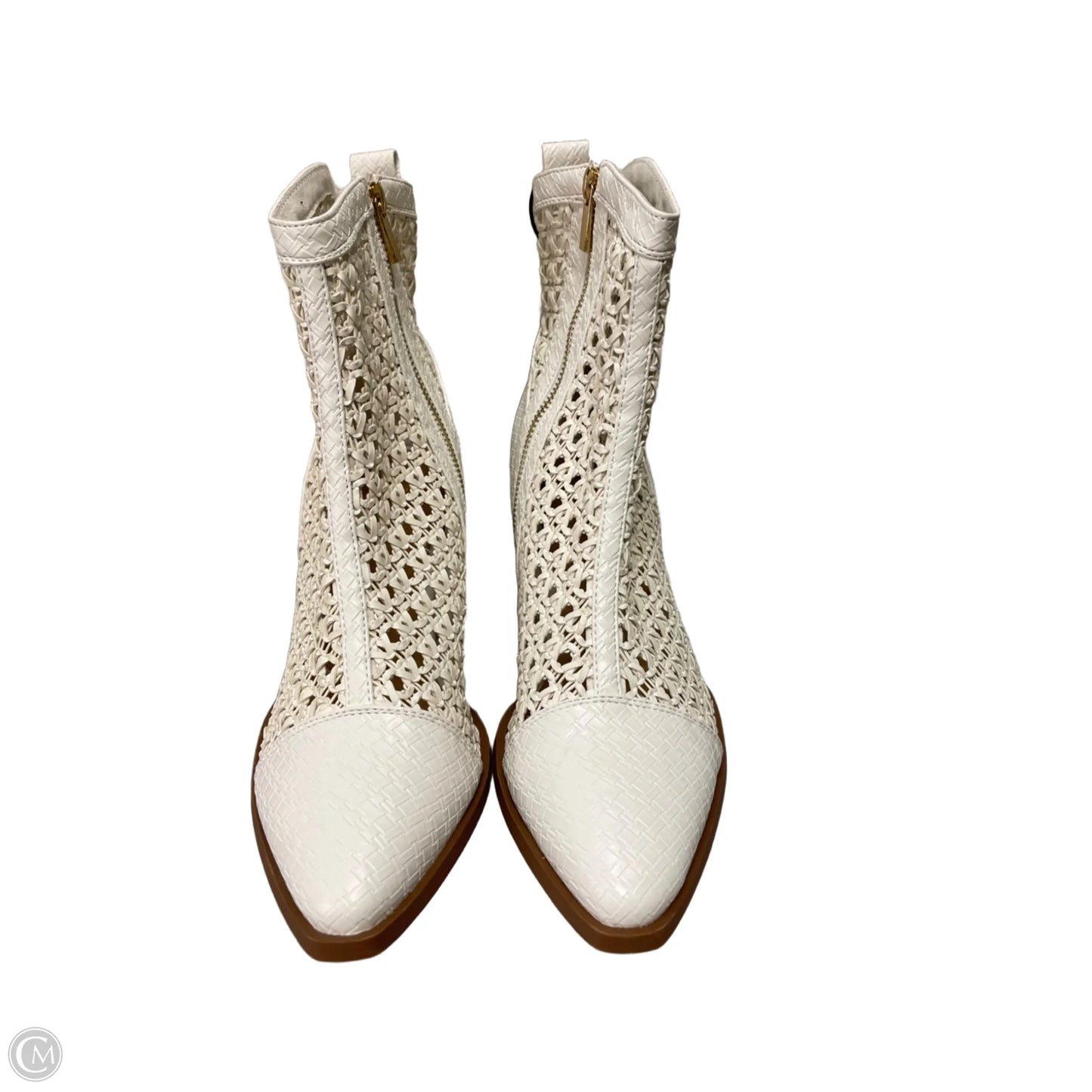 Boots Ankle Heels By Cato In Cream, Size: 10