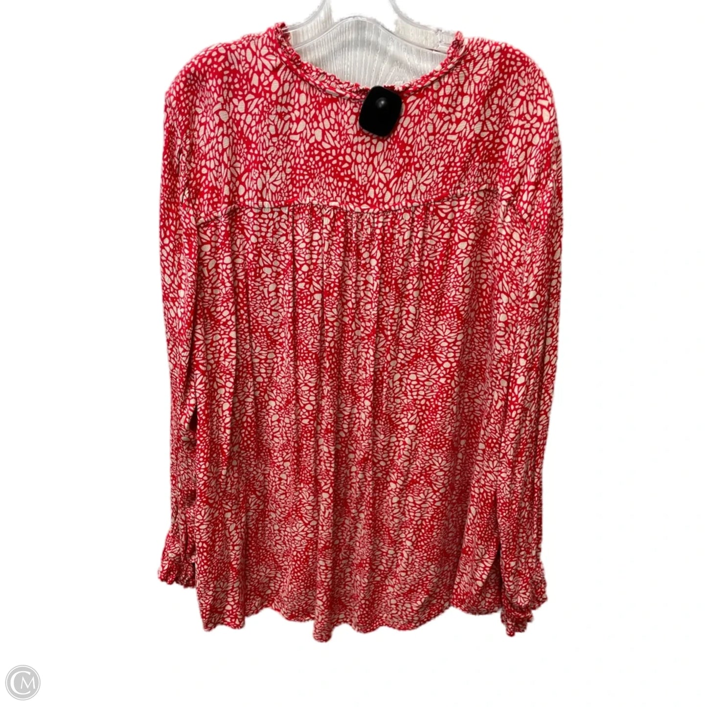 Top Long Sleeve By Loft In Red & Tan, Size: 3x