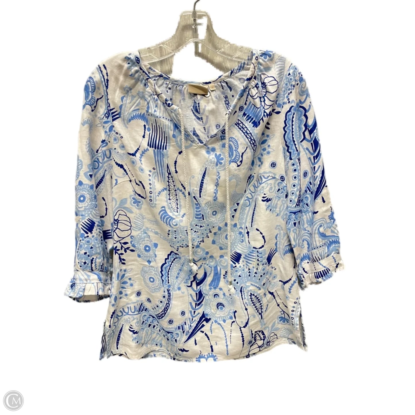 Top 3/4 Sleeve By LANTANA In Blue & White, Size: S