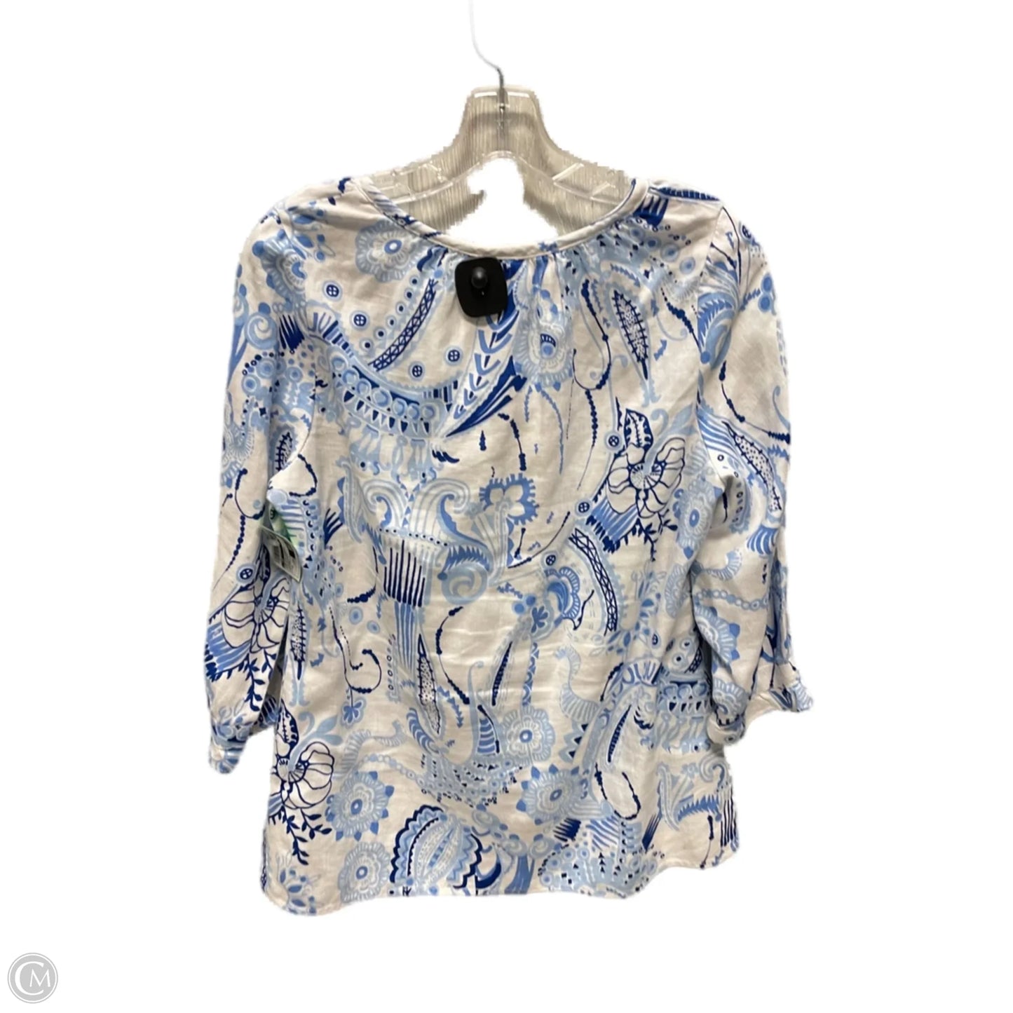 Top 3/4 Sleeve By LANTANA In Blue & White, Size: S