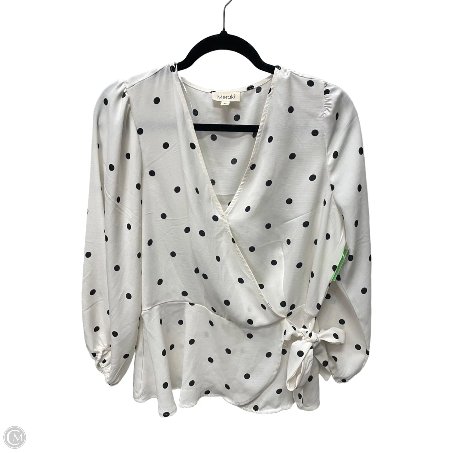 Blouse Long Sleeve By Meraki In Polkadot Pattern, Size: Xs