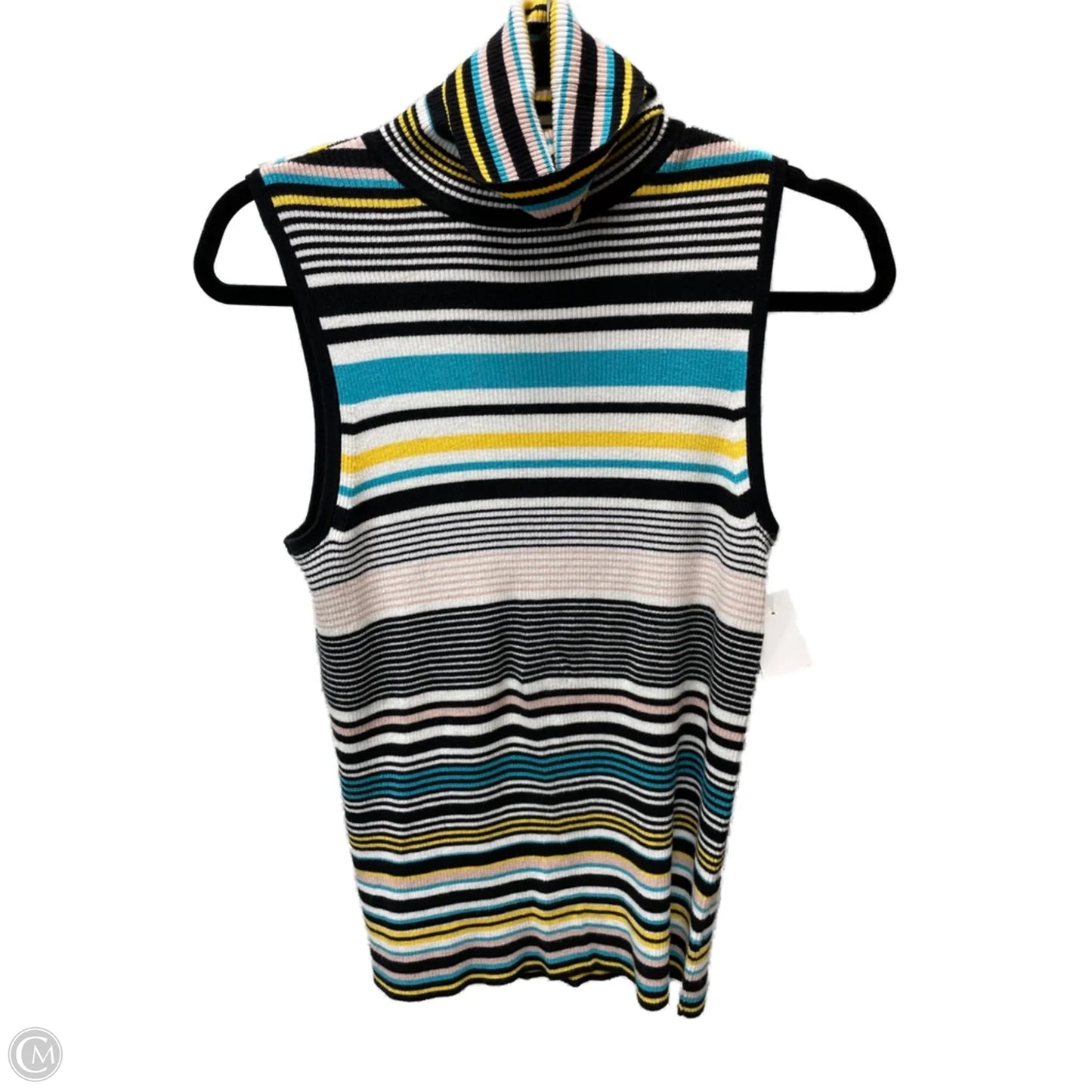 Sweater Short Sleeve By Liz Claiborne In Striped Pattern, Size: M