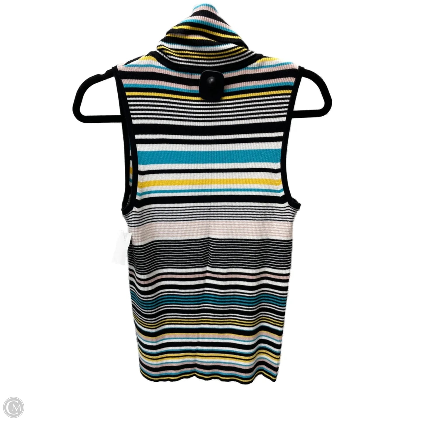 Sweater Short Sleeve By Liz Claiborne In Striped Pattern, Size: M