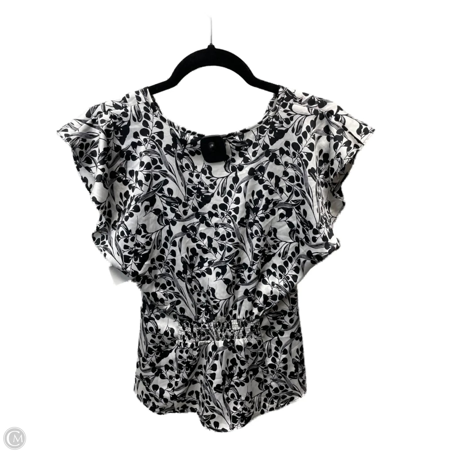 Blouse Short Sleeve By White House Black Market In Black & White, Size: Xs