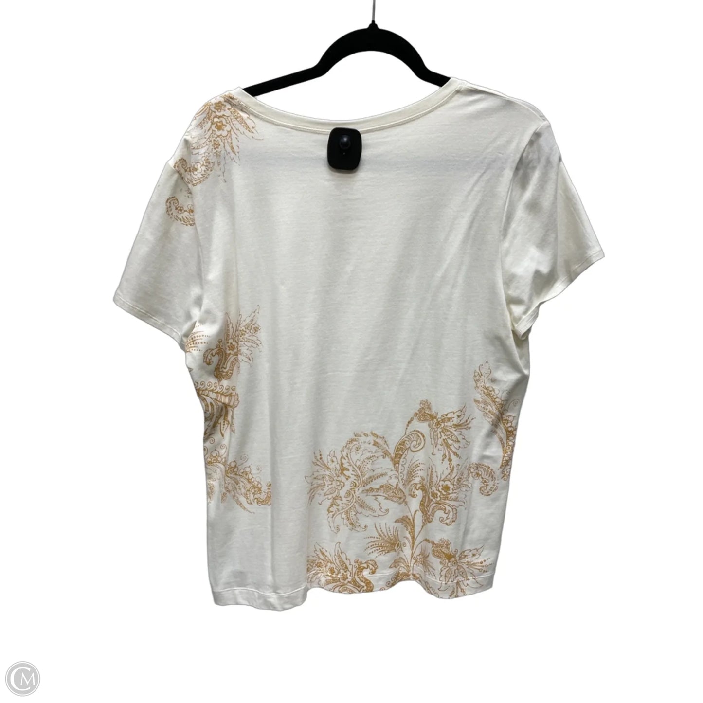 Top Short Sleeve By Chicos In Cream & Tan, Size: L