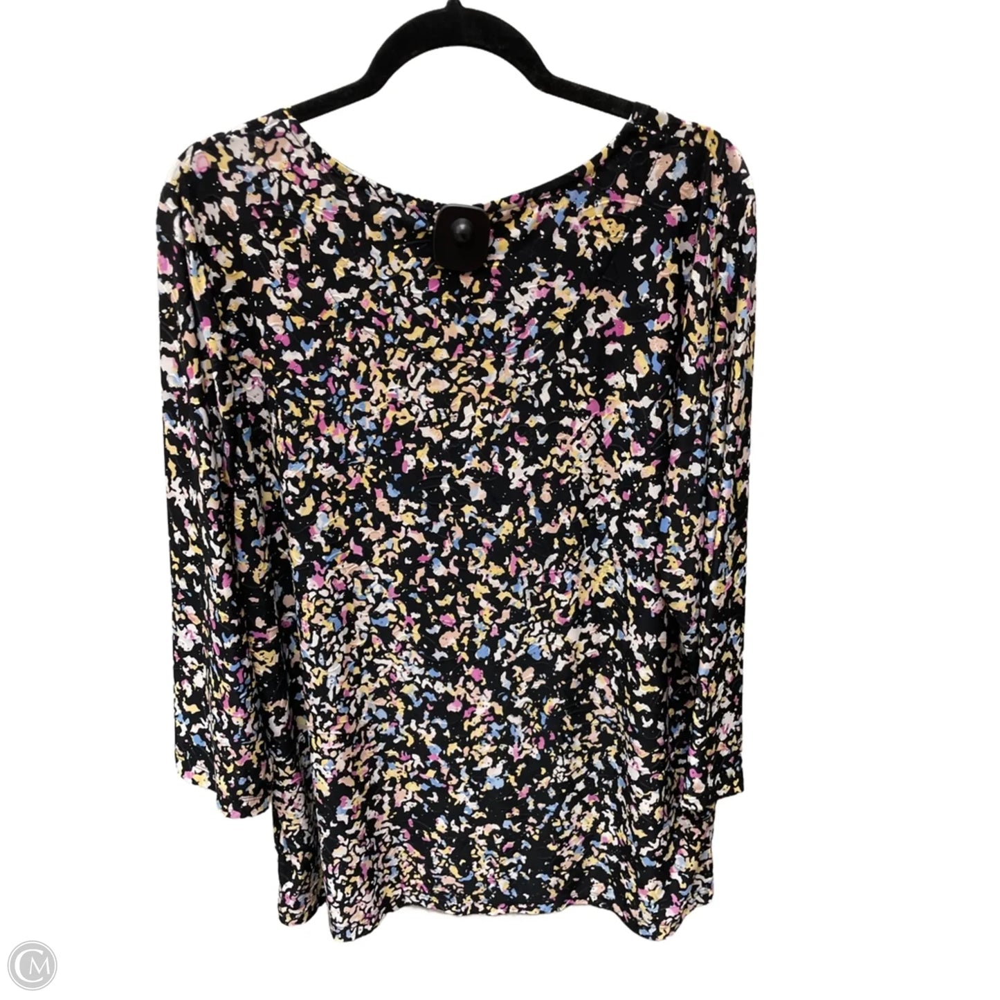 Top 3/4 Sleeve By Jm Collections In Black & Pink, Size: 2x