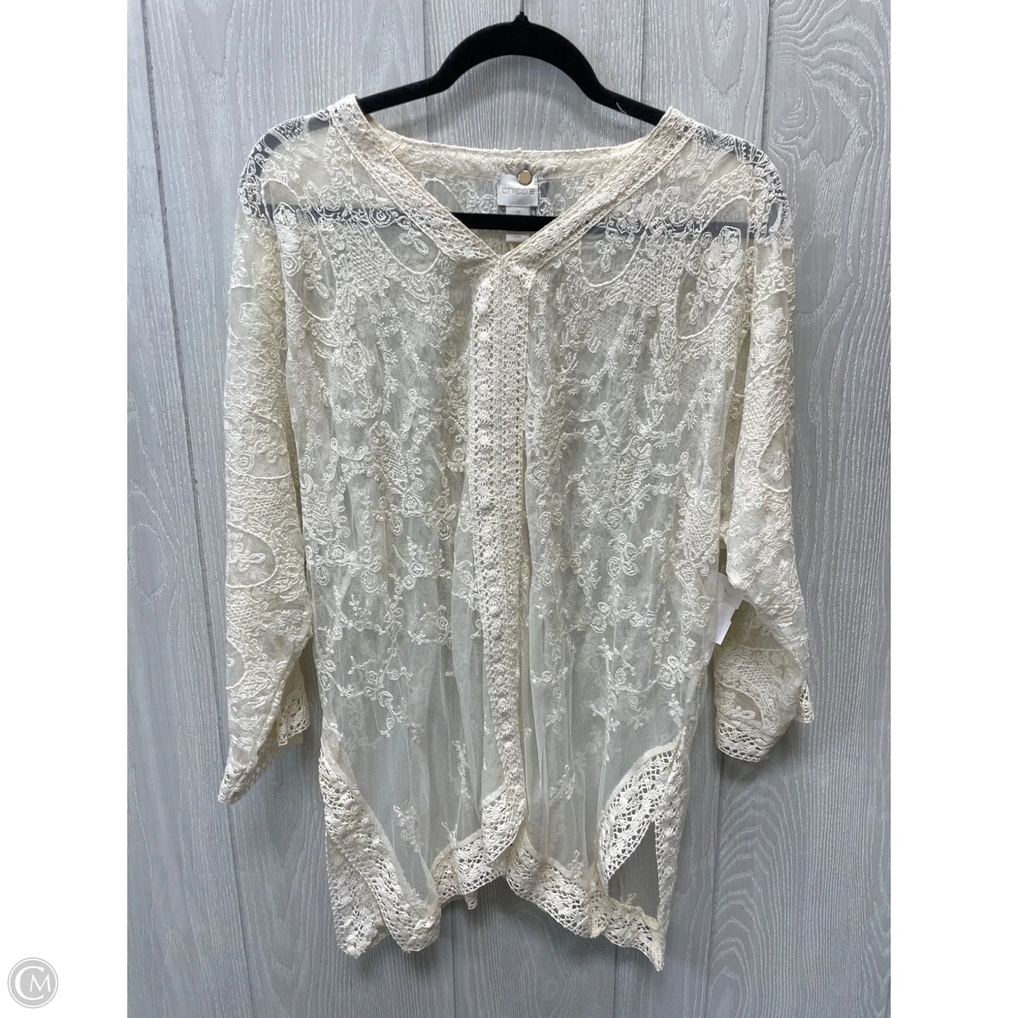 Top Long Sleeve By Chicos In Cream, Size: Xl