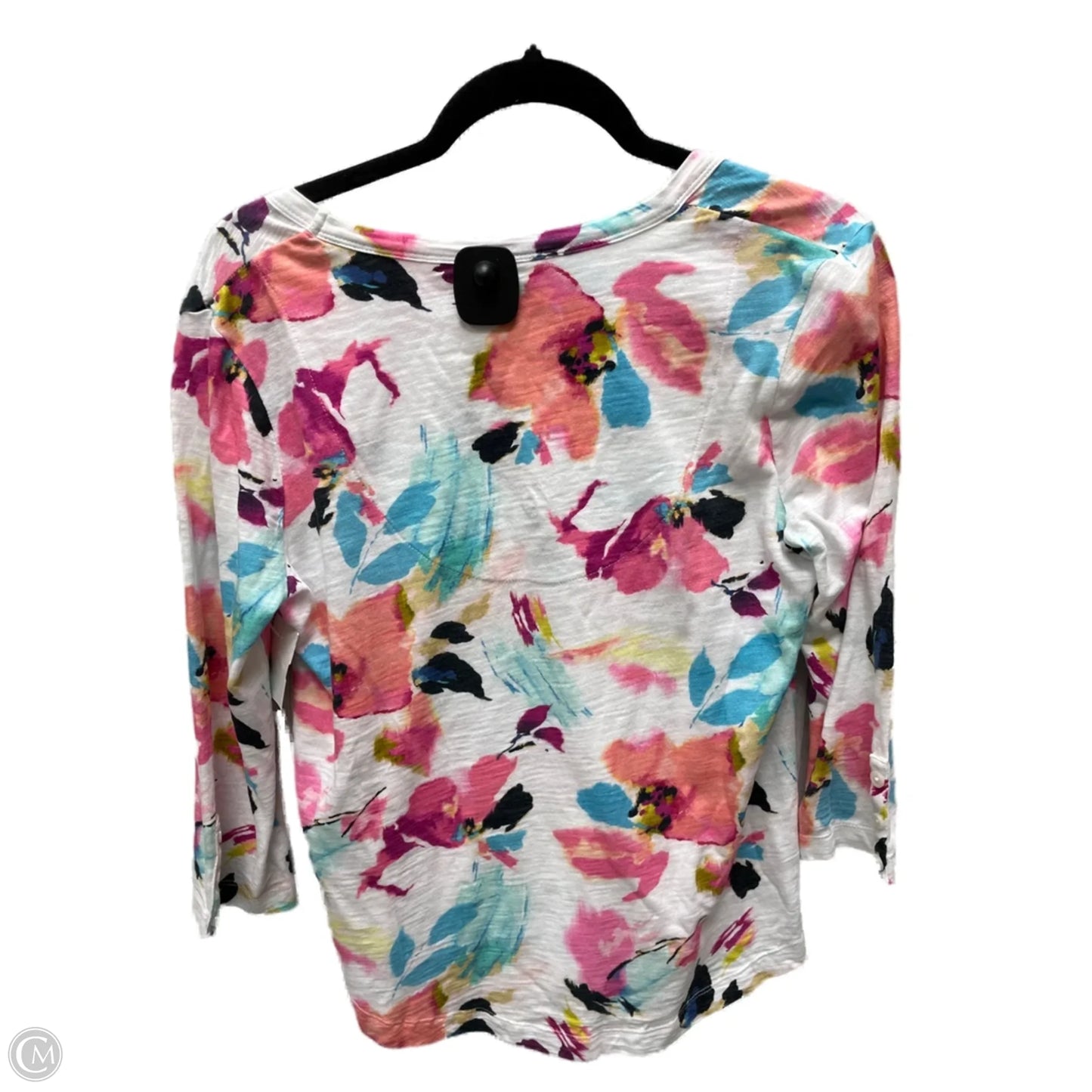 Top 3/4 Sleeve By Chicos In Floral Print, Size: S