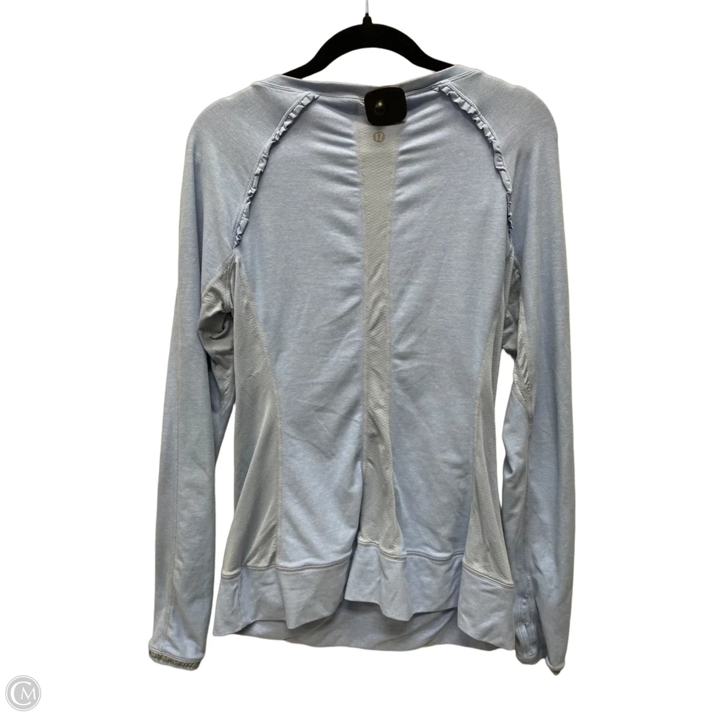 Athletic Top Long Sleeve Collar By Lululemon In Blue & Grey, Size: L